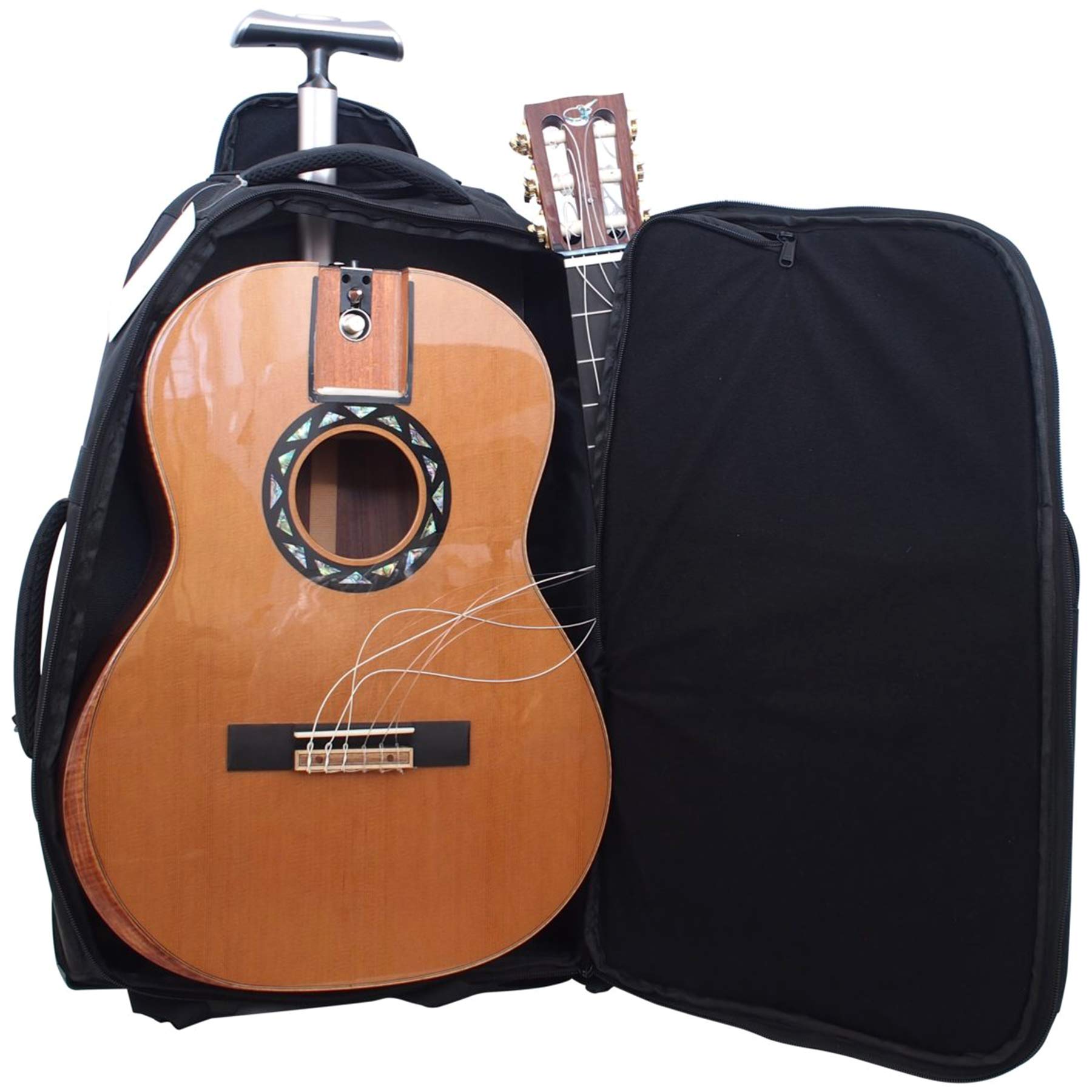 Lefty Solid Cedar Travel Guitar - FC522L Left-Handed Acoustic-Electric Classical Guitar with Collapsible Design & Portable Backpack Case - Perfect for Road Trips, Camping & Traveling Musicians