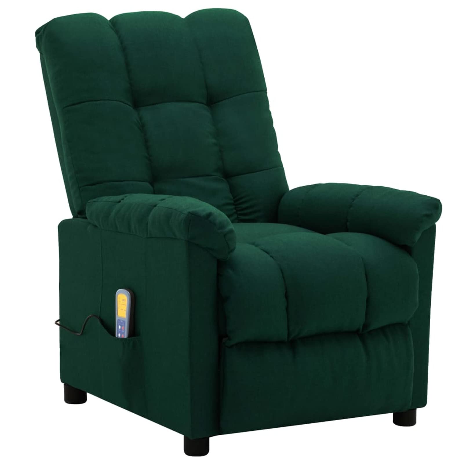 Tidyard Massage Recliner Chair with Adjustable Backrest & Side Pockets - Dark Green Fabric Sofa Chair for Elderly - 29.1