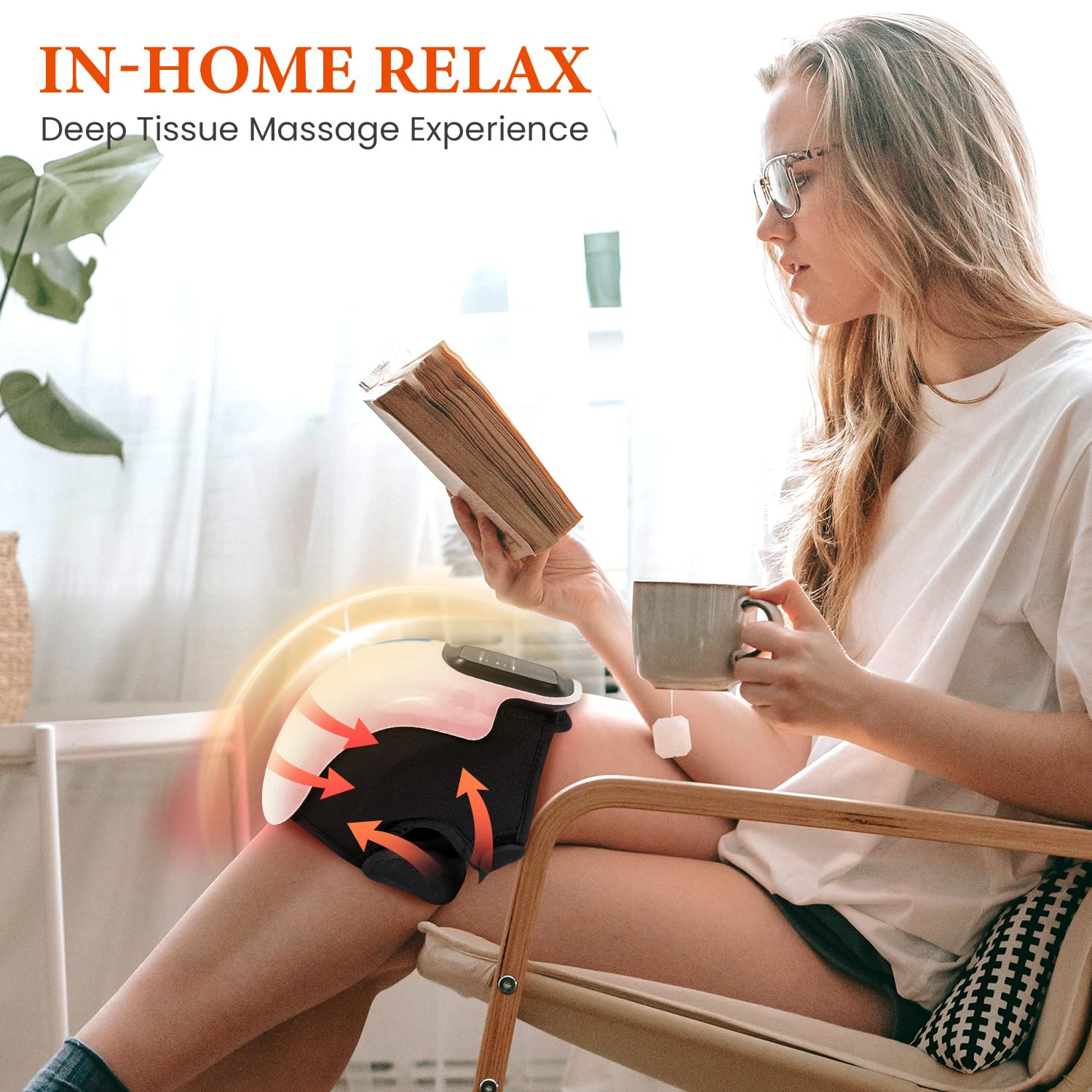 Electric Knee Massager with Heat & Vibration - Cordless Shiatsu Leg Massager for Joint Pain Relief - Perfect Gift for Mom, Dad & Women - Use at Home, Office or Travel