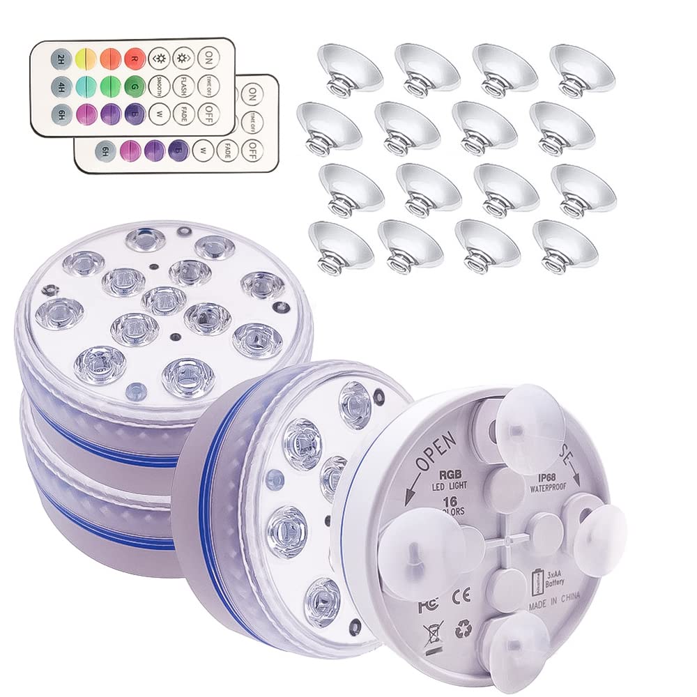 Submersible LED Hot Tub Lights with Remote Control - Waterproof Underwater Pool Lights for Pools, Ponds, Fish Tanks & Aquariums (Includes Suction Cups) - Perfect for Backyard Relaxation, Spa Nights & Aquatic Decor