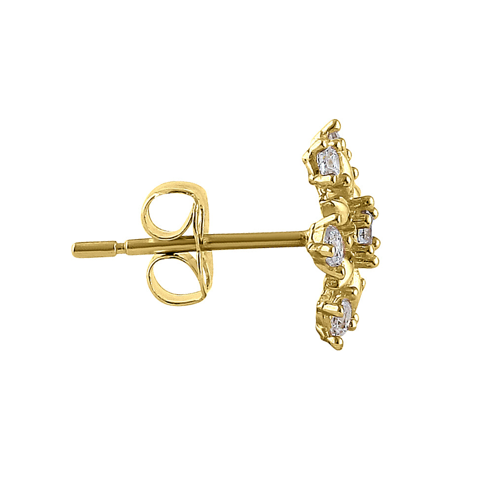 14K Yellow Gold Snowflake CZ Stud Earrings for Women - Hypoallergenic Cubic Zirconia Holiday Jewelry Gift for Christmas, Winter Parties & Special Occasions