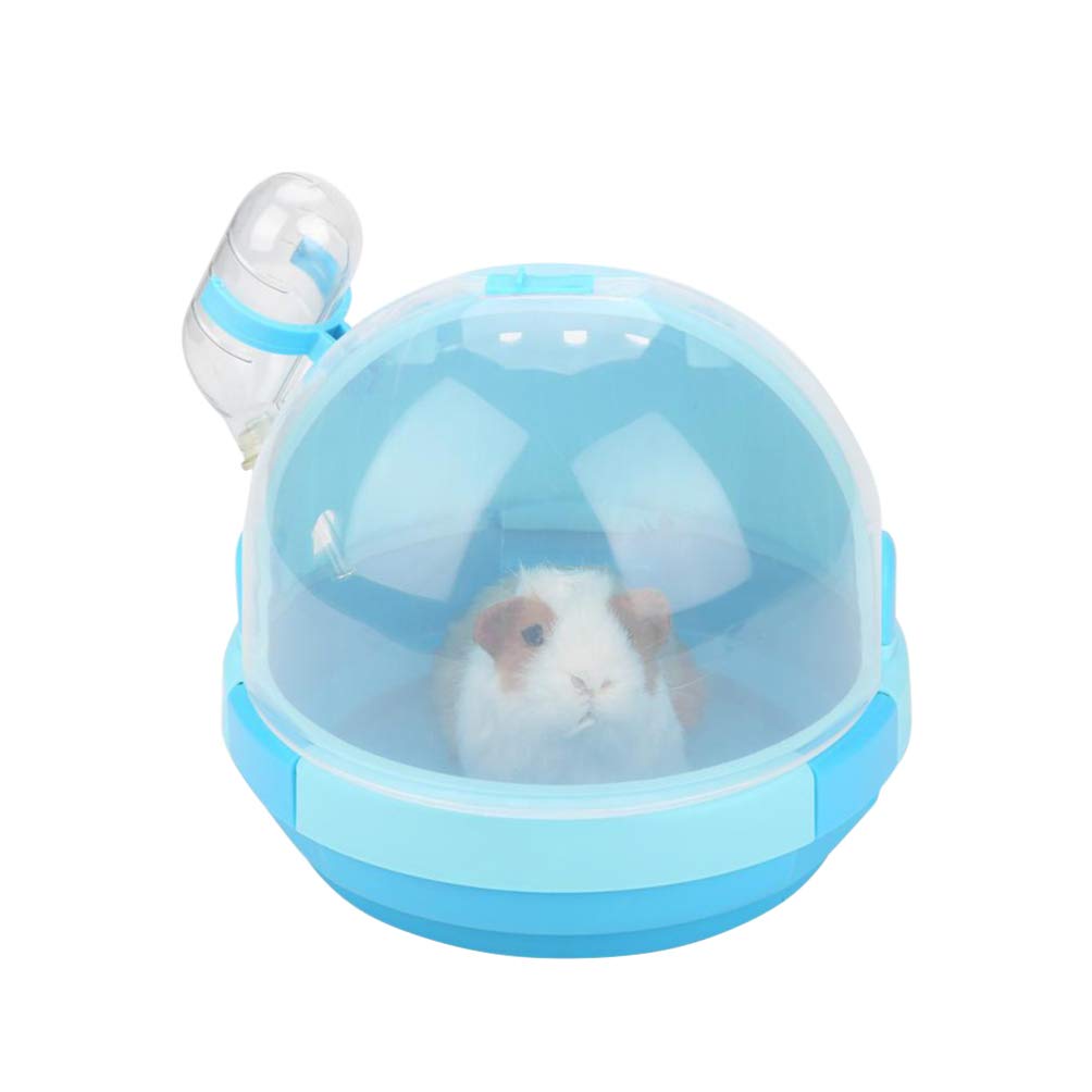 TEHAUX Portable Hamster Cage with Water Bottle - Small Animal Travel Carrier for Hamsters, Rabbits, Guinea Pigs - Plastic Pet Storage Box with Ventilation, Bento Box Design - Ideal for Outdoor Trips, Vet Visits & Travel (Sky Blue)
