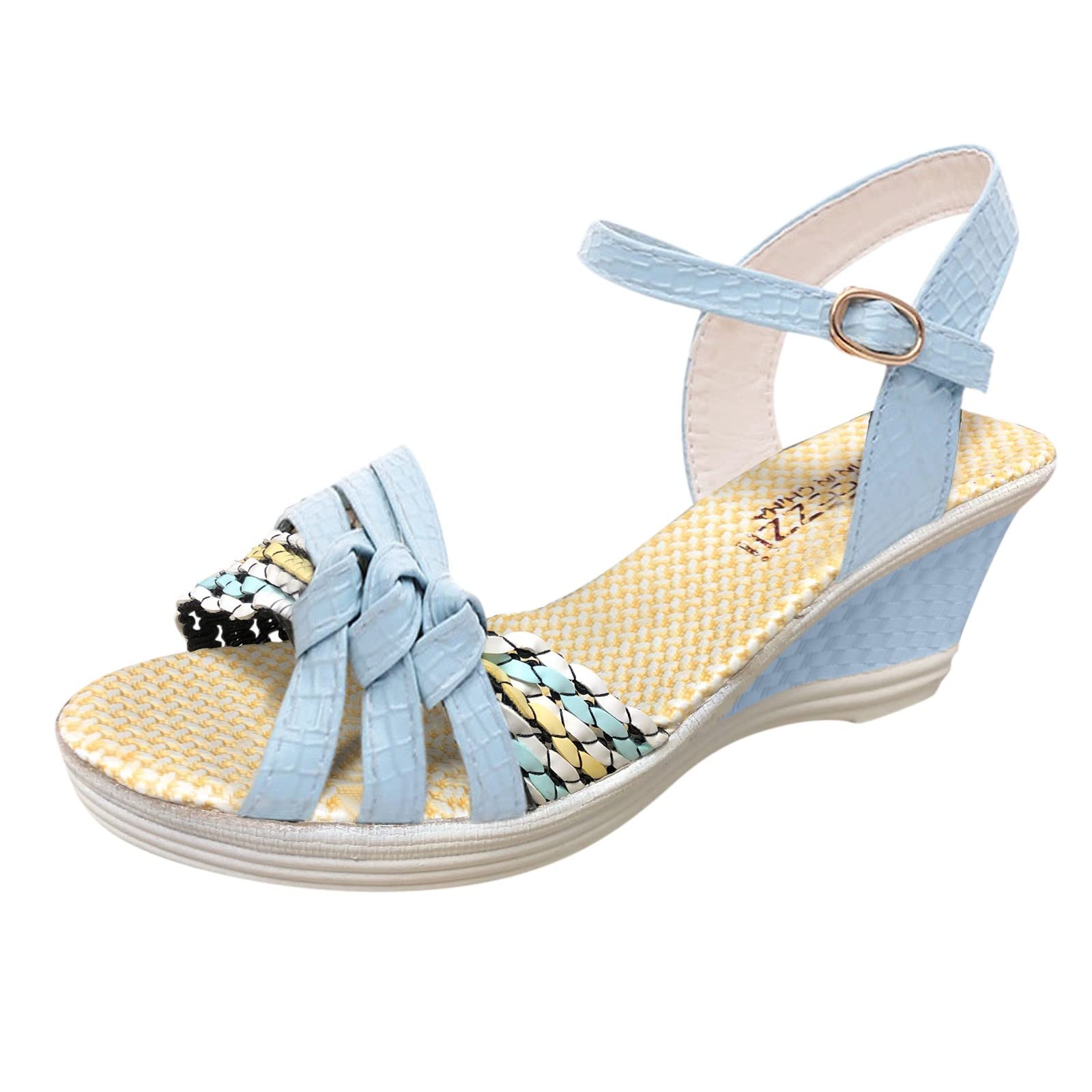 Women's Fashion Open-Toe Wedge Sandals with Buckle Strap - Comfortable Thong Flats for Spring & Summer - Perfect for Beach, Vacation & Casual Outings