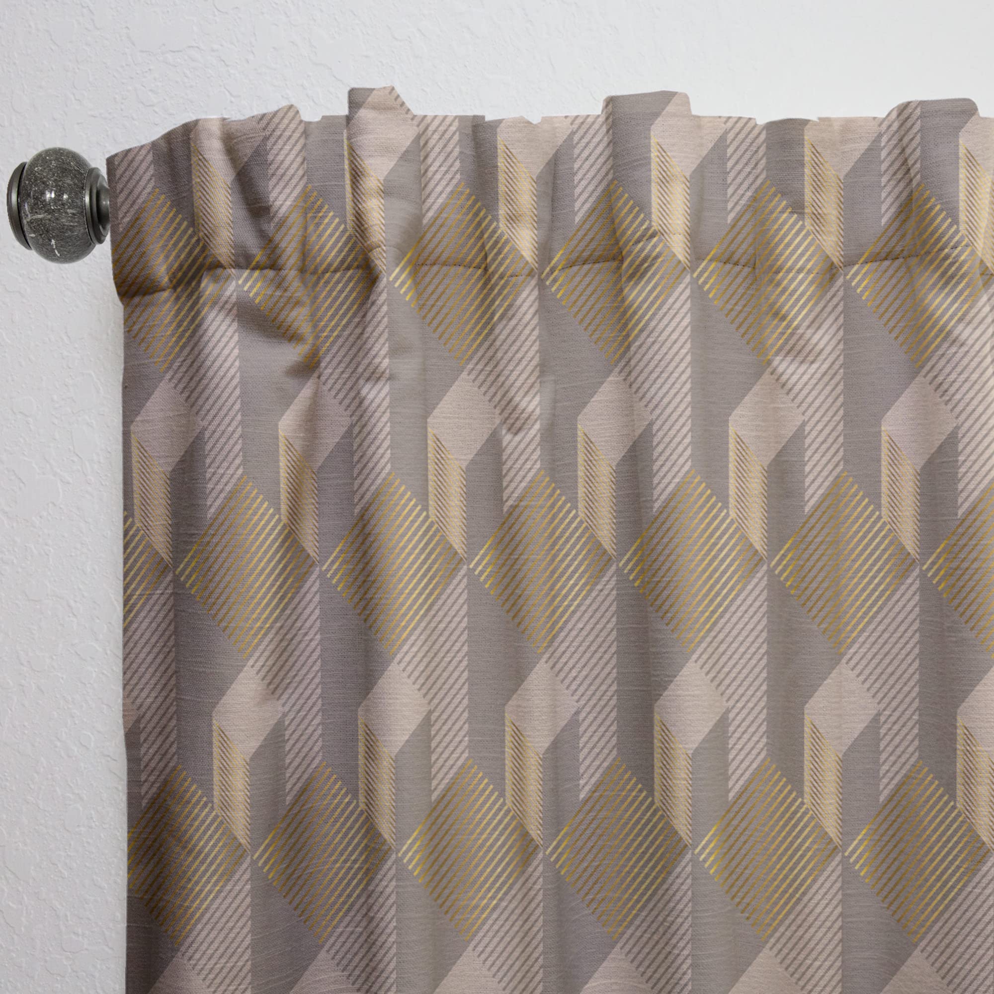 Retro Square Design V Thermal Insulated Curtains for Bedroom & Living Room - Single Panel 52x120 Inches - Blackout Drapes for Home Decor & Privacy Protection