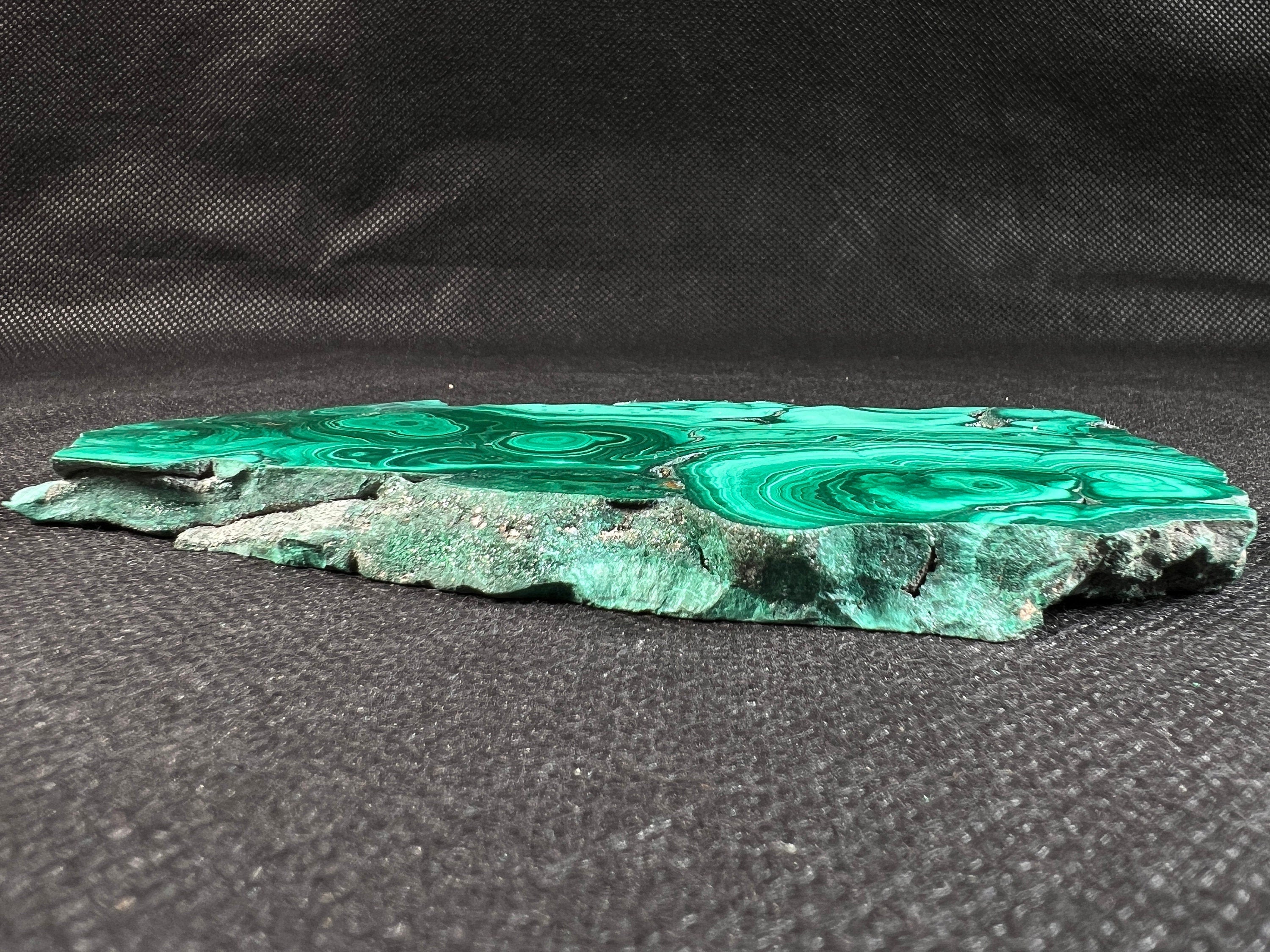 Natural Malachite Crystal Slab - Polished Green Malachite Stone for Jewelry Making, Unique Spiritual Gift, Home & Office Decor (50411) - Perfect for Meditation, Healing Crystals Collection & Feng Shui Decorations