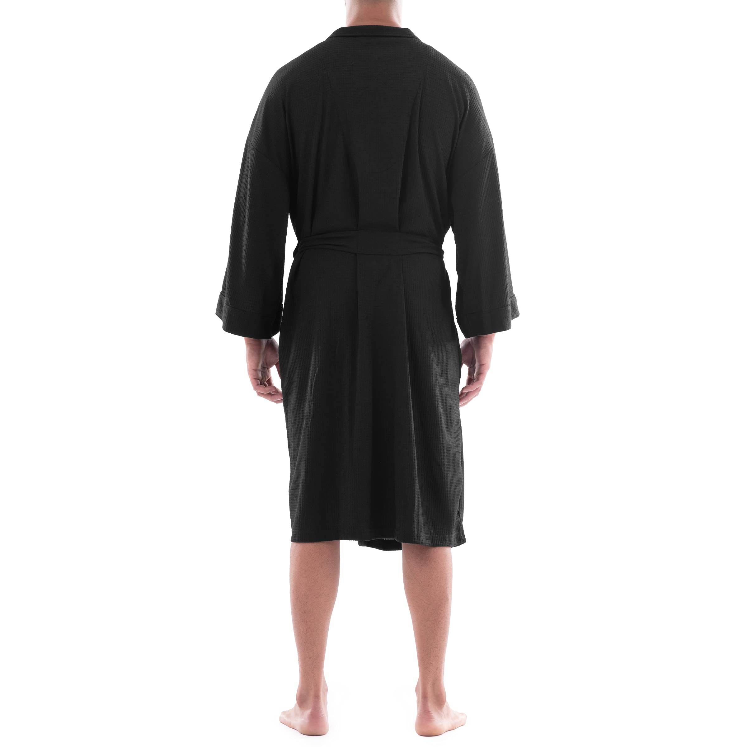 Fruit of the Loom Men's Waffle Kimono Robe - Soft Cotton Bathrobe for Relaxation at Home, Spa & Lounging