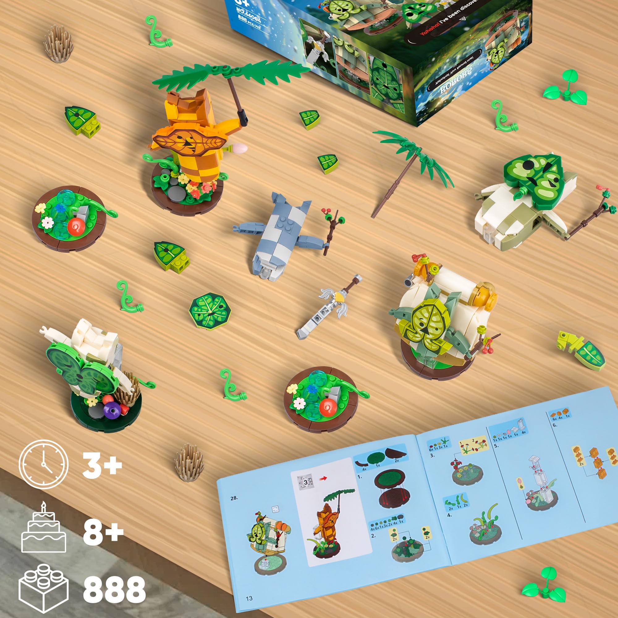 Koroks Building Set Toy - 5 in 1 Model Building Block Kit for Breath of the Wild Fans | Cute Zelda Action Figures | Perfect Gift for Adults & Kids (888 Pieces) | Great for Game Room Decor, Birthday Presents & Collector Displays