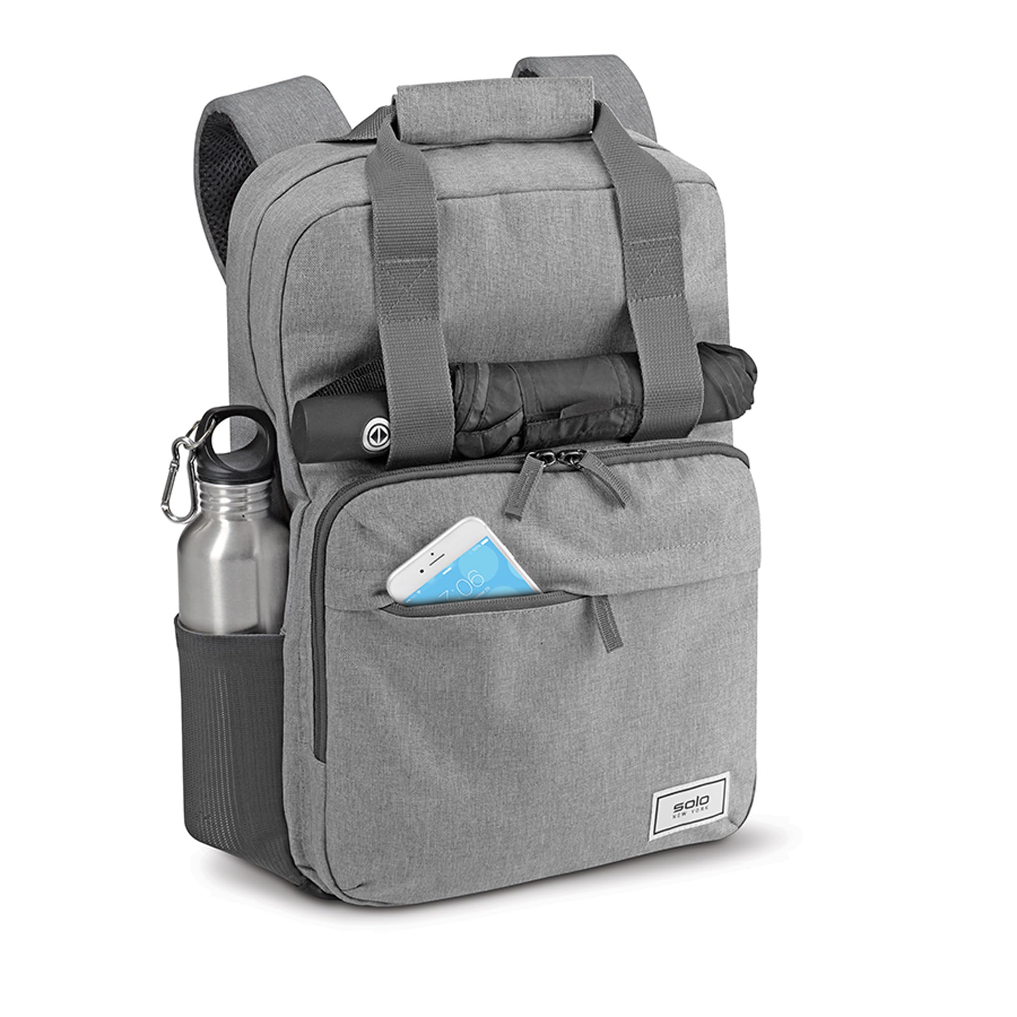 Solo New York Re:Claim Laptop Backpack - Water-Resistant 15.6 Inch Business Backpack for Men & Women, Grey - Perfect for Work, Travel & College Commute