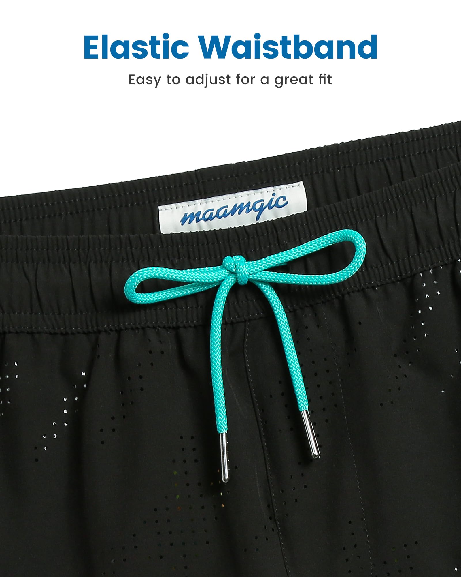 Maamgic Men's Swim Trunks with Compression Liner - 5 Inch Inseam Quick Dry Board Shorts, Zipper Pockets for Swimming, Beach & Water Sports