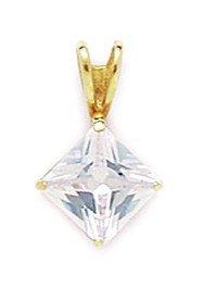 14K Yellow Gold 7x7mm Cubic Zirconia Kite Pendant Necklace - 17x10mm Diamond Simulated Jewelry for Women | Elegant Gift for Birthday, Anniversary & Special Occasions