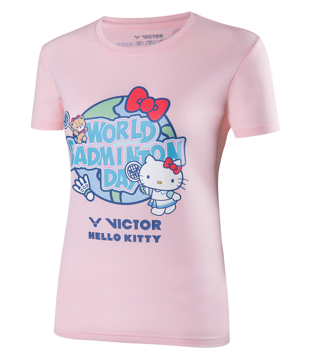 Victor KT301 Hello Kitty Women's T-Shirt - Baby Pink Limited Edition Cute Kawaii Graphic Tee for Casual Wear & Anime Fans