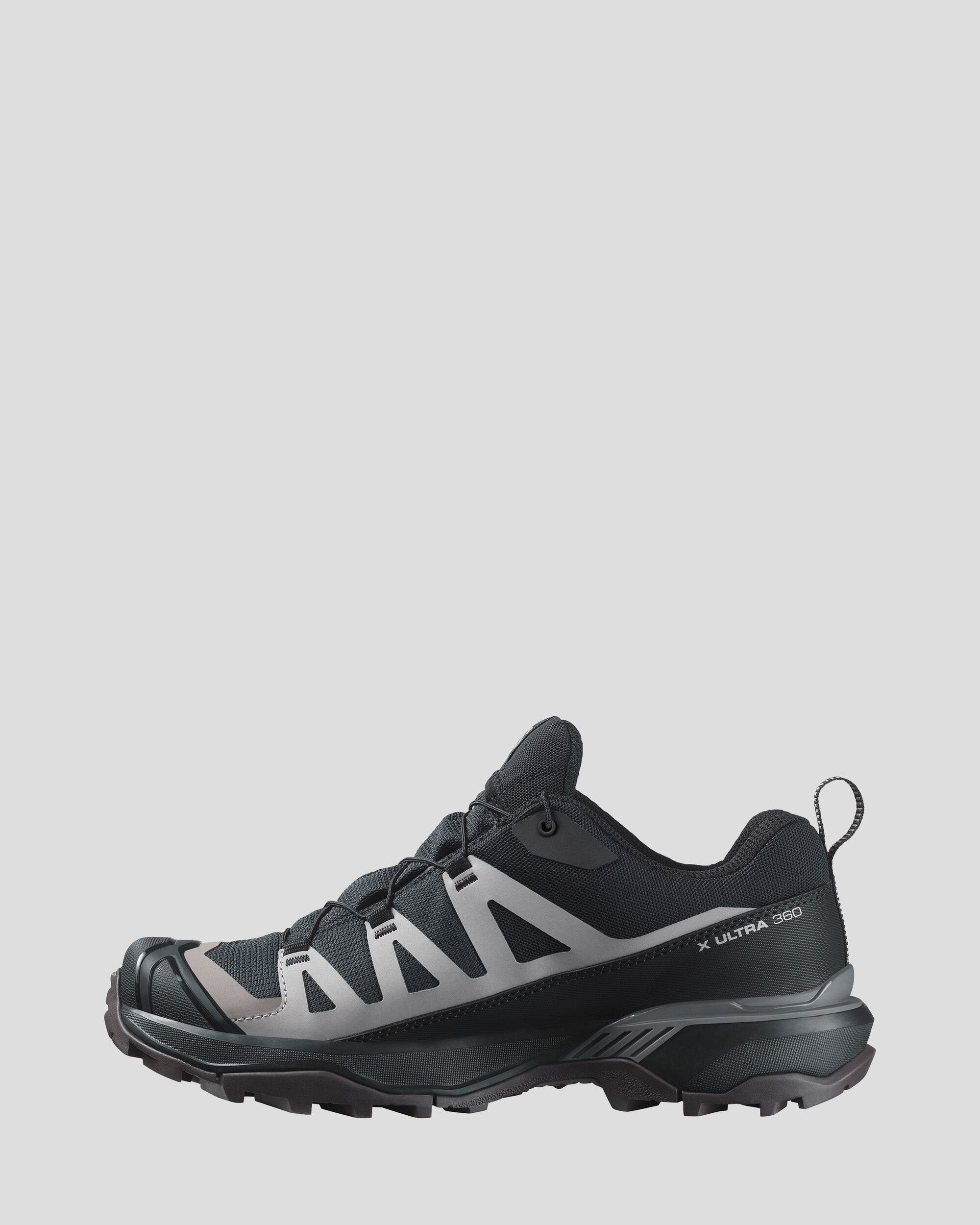 Women's Salomon X Ultra 360 GTX Waterproof Hiking Shoes - Lightweight & Durable for Outdoor Adventures - Black/Plum Kitten/Shale - Perfect for Trail Running, Backpacking & Mountain Climbing