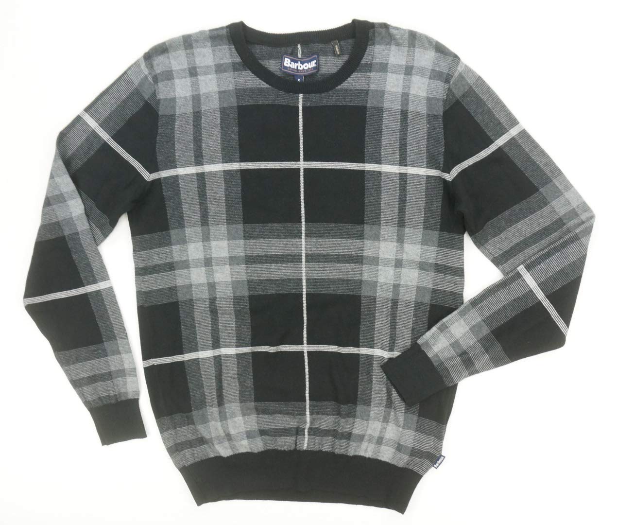 Barbour Men's Plaid Pullover Sweater - Grey Small | Classic Winter Knitwear for Casual & Outdoor Activities