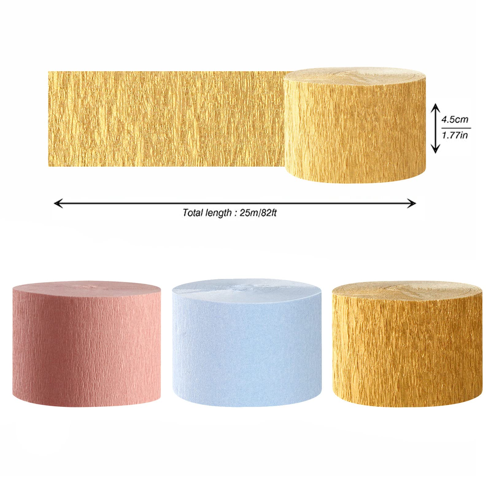 Pink and Blue Gender Reveal Party Decorations - 9 Rolls Crepe Paper Streamers for Wedding, Baby Shower, Bridal Shower, Bachelorette, Engagement & Birthday Decorations - Perfect for Gender Reveal Events, Nursery Decor and Party Backdrops