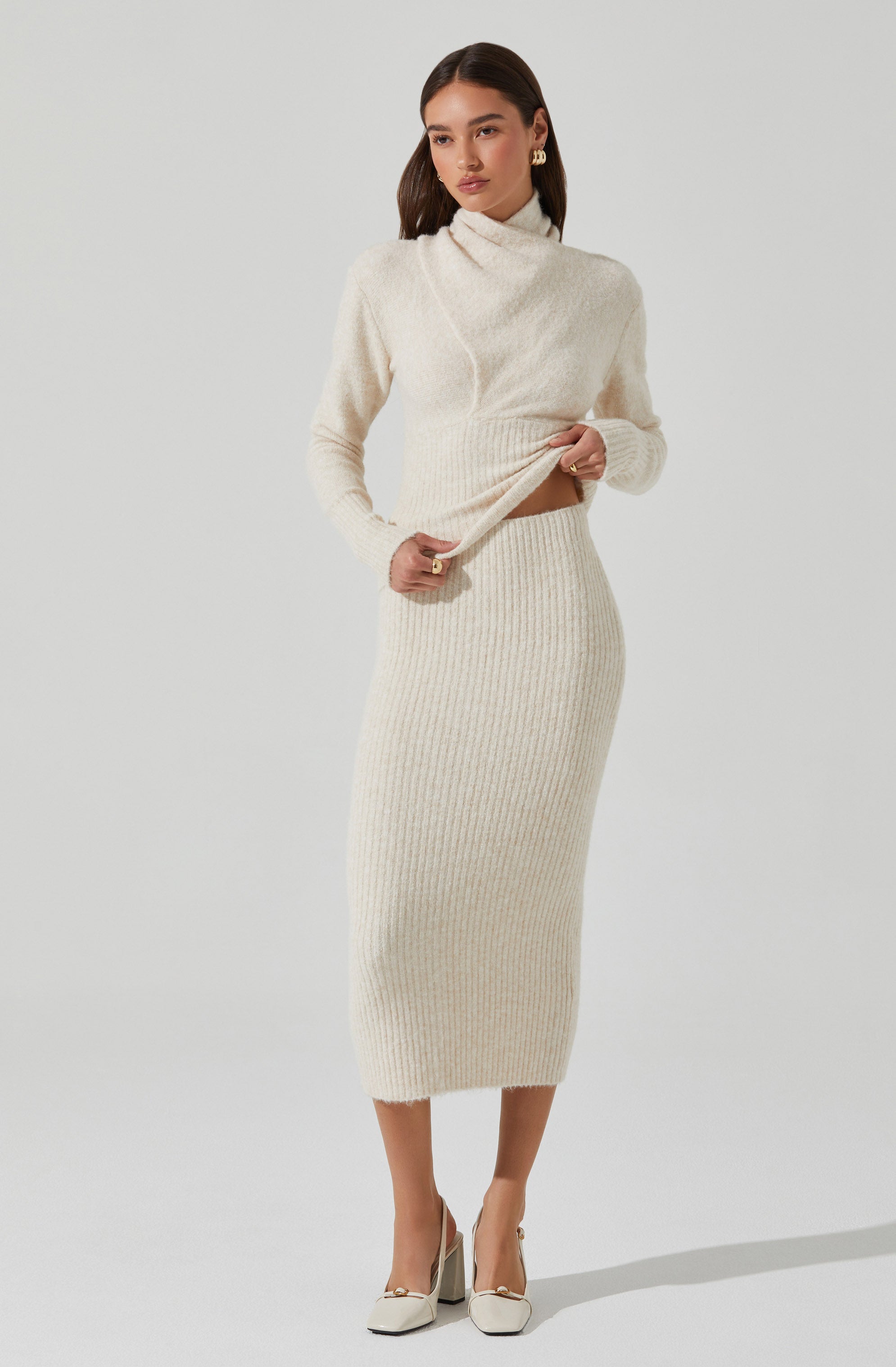 Neve High Neck Crossover Sweater for Women - Soft Knit Turtleneck Pullover - Winter Warm Casual Wear for Office, Date Night & Holiday Outfits