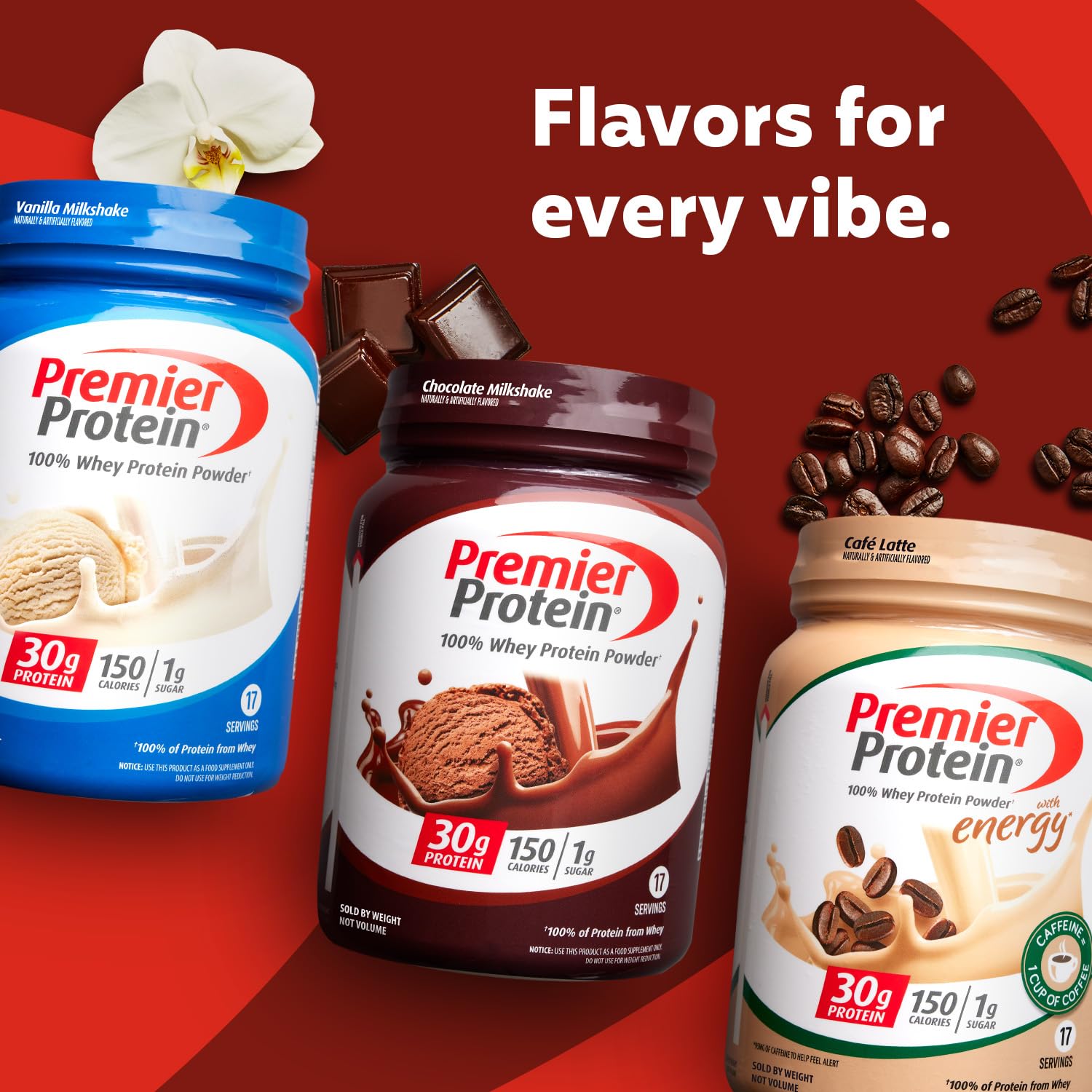 Premier Protein Powder Vanilla Milkshake - 30g Protein, 1g Sugar, 100% Whey Protein | Keto Friendly, Soy Free, Gluten Free | 17 Servings (23.3 oz) for Post-Workout Recovery & Healthy Meal Replacement