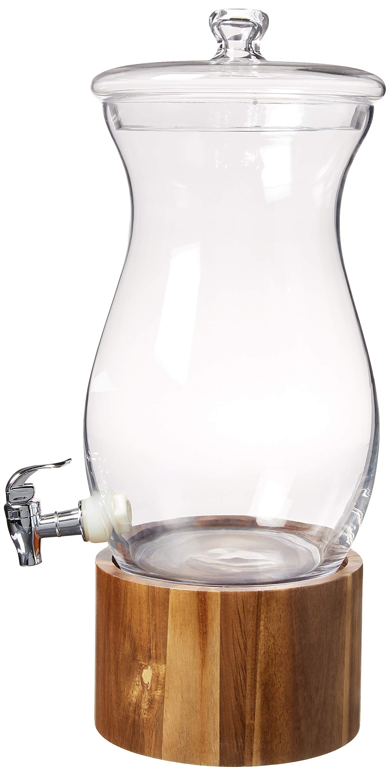 Style Setter 210767 Madera Glass Beverage Dispenser with Wooden Base - 1.6 Gallon Capacity for Parties, Weddings & Outdoor Events | Clear Drink Dispenser for Lemonade, Iced Tea & Cocktails