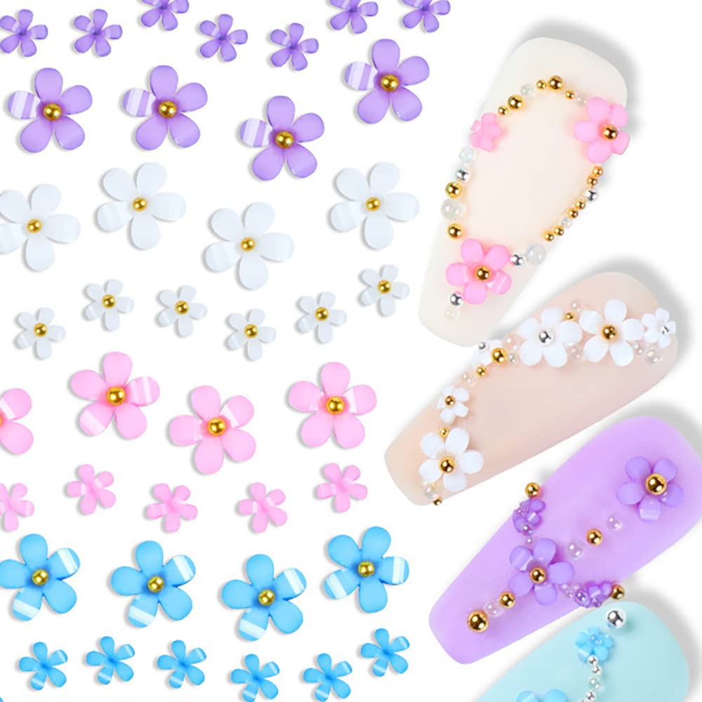3D Acrylic Flower Nail Charms - 2 Boxes Cherry Blossom Nail Art Rhinestones with Pearls for DIY Manicure | Spring Nail Decorations for Wedding, Party & Special Occasions