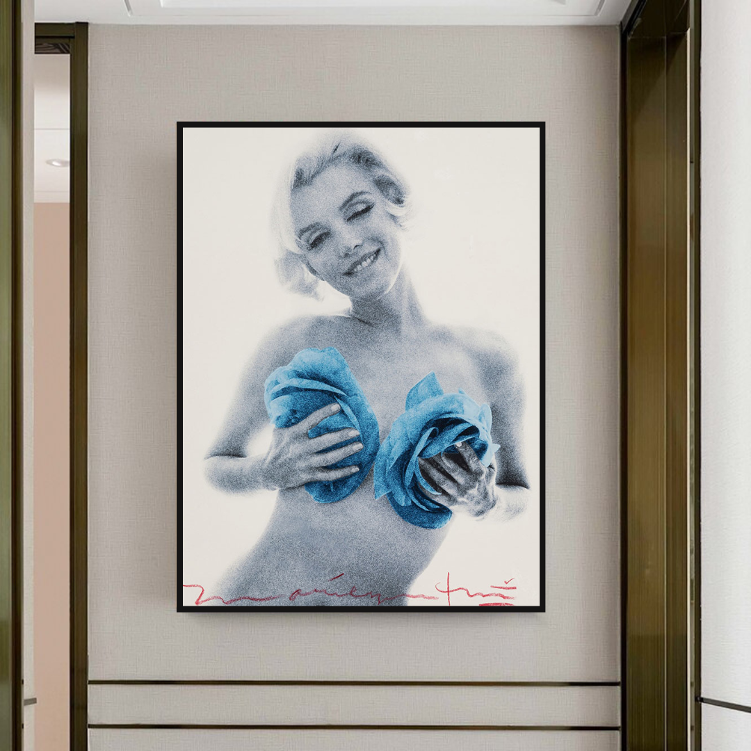 Blue Flowers Marilyn Poster - Vibrant Floral Art Prints for Wall Decor | Home, Office & Bedroom Aesthetic