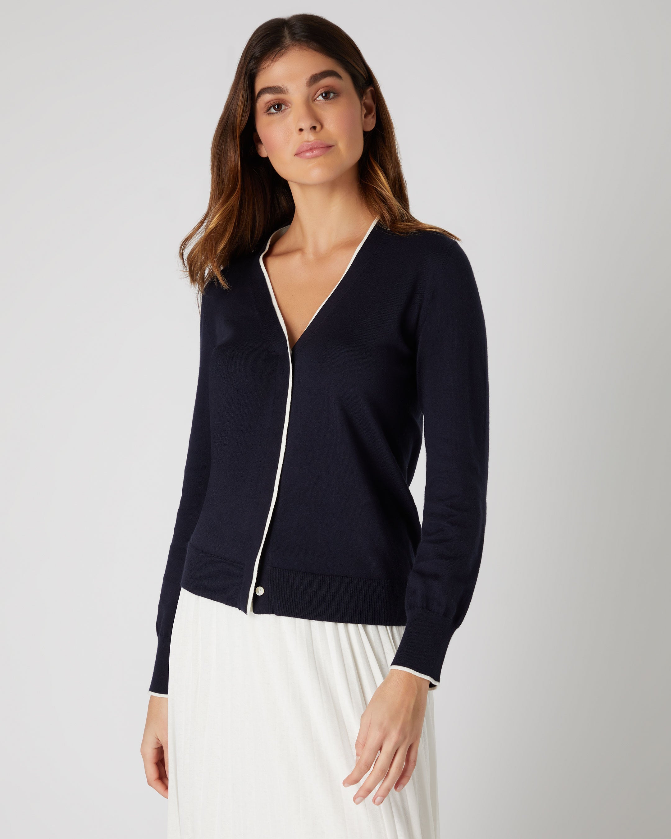 Soft Women's Cotton Cashmere Cardigan Sweater - Navy Blue Wrap for Fall & Winter | Cozy Office Wear & Casual Outfits