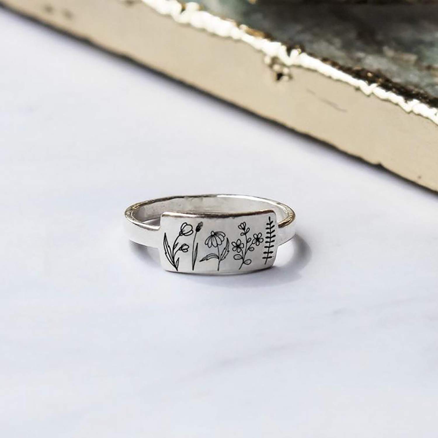 SIMONLY Wildflower Ring for Women - 925 Sterling Silver Nature-Inspired Floral Jewelry, Perfect for Everyday Wear, Gift Giving & Boho Fashion