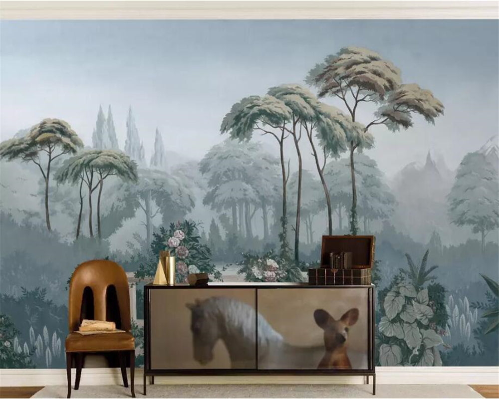 Nature Inspired Garden Stairway Wallpaper - Botanical Floral Peel and Stick Wallpaper for Home Decor, Living Room, Bedroom, Staircase Accent Wall | Easy to Install & Removable