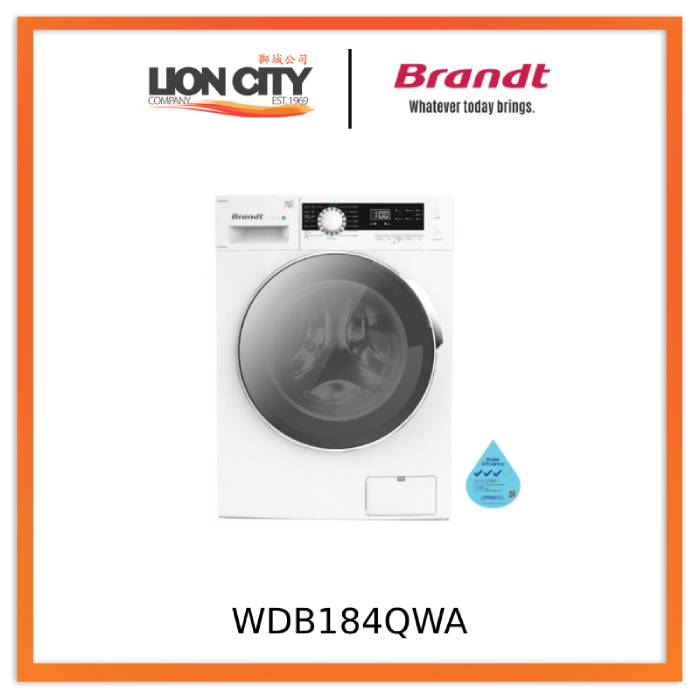 Brandt WDB184QWA 8KG Front Load Washer and 6KG Dryer Combo in White - Perfect for Small Apartments and Laundry Rooms