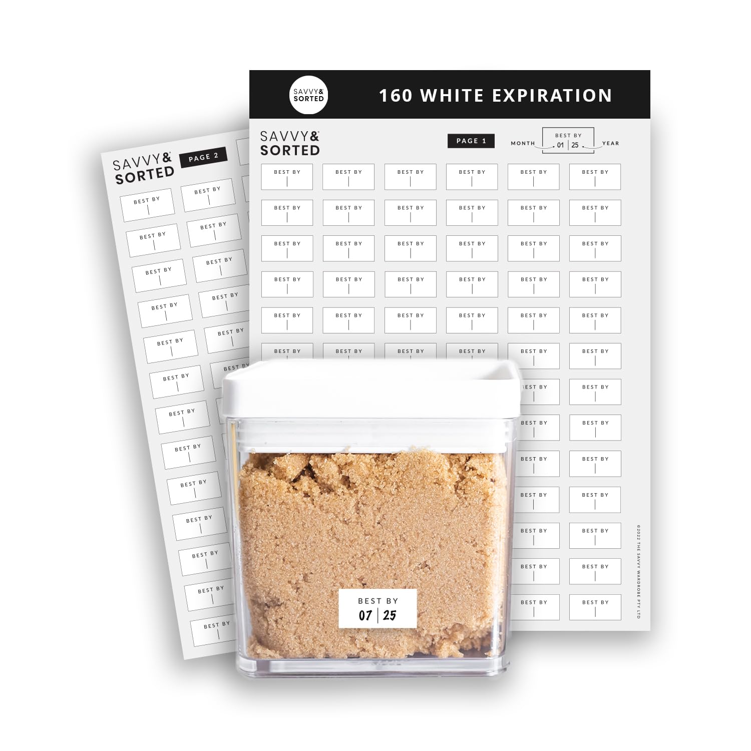 160 Waterproof Pantry Labels for Food Expiration Dates - Reusable Kitchen Labels for Containers & Meal Prep - Best By/Use By Write-On Labels for Food Freshness Organization (Ideal for Home Kitchens, Restaurants & Meal Planning)