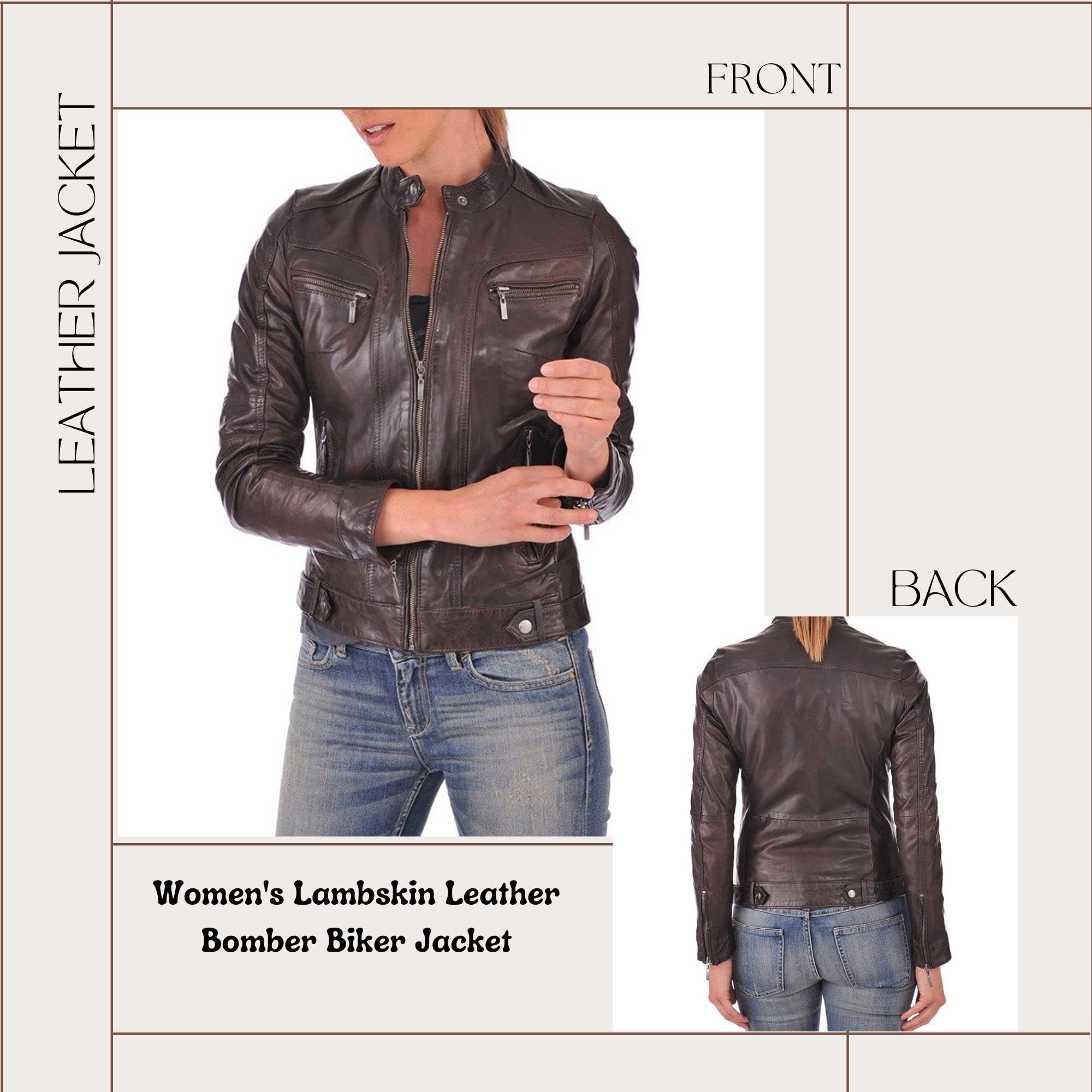 Luis Women's Lambskin Leather Jacket - Stylish Motorcycle Bomber & Biker Jacket for Women | Perfect for Riding, Casual Outfits & Night Out