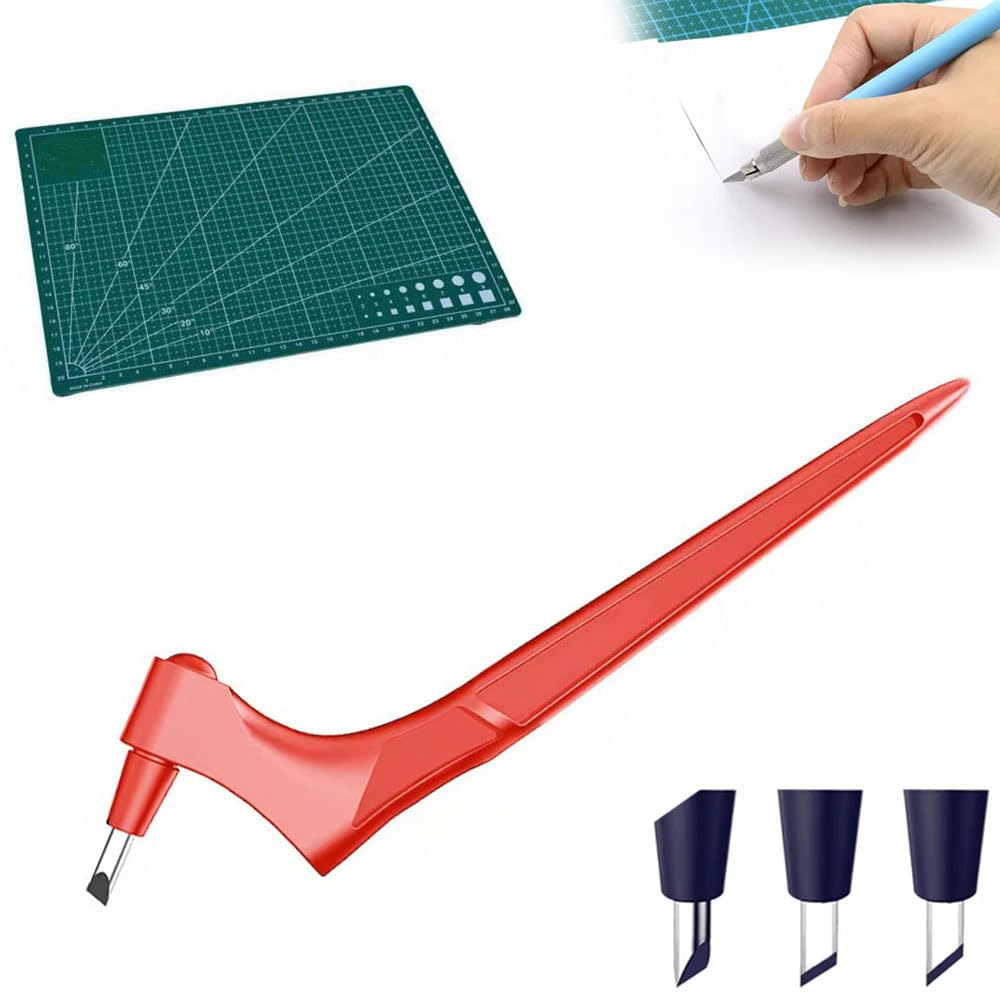 360° Rotating Blade Craft Cutting Pen - 2025 New DIY Paper Cutter Tool for Scrapbooking, Stencil Engraving & Craft Projects | Perfect for Card Making, Vinyl Cutting & Home Decor (Red)