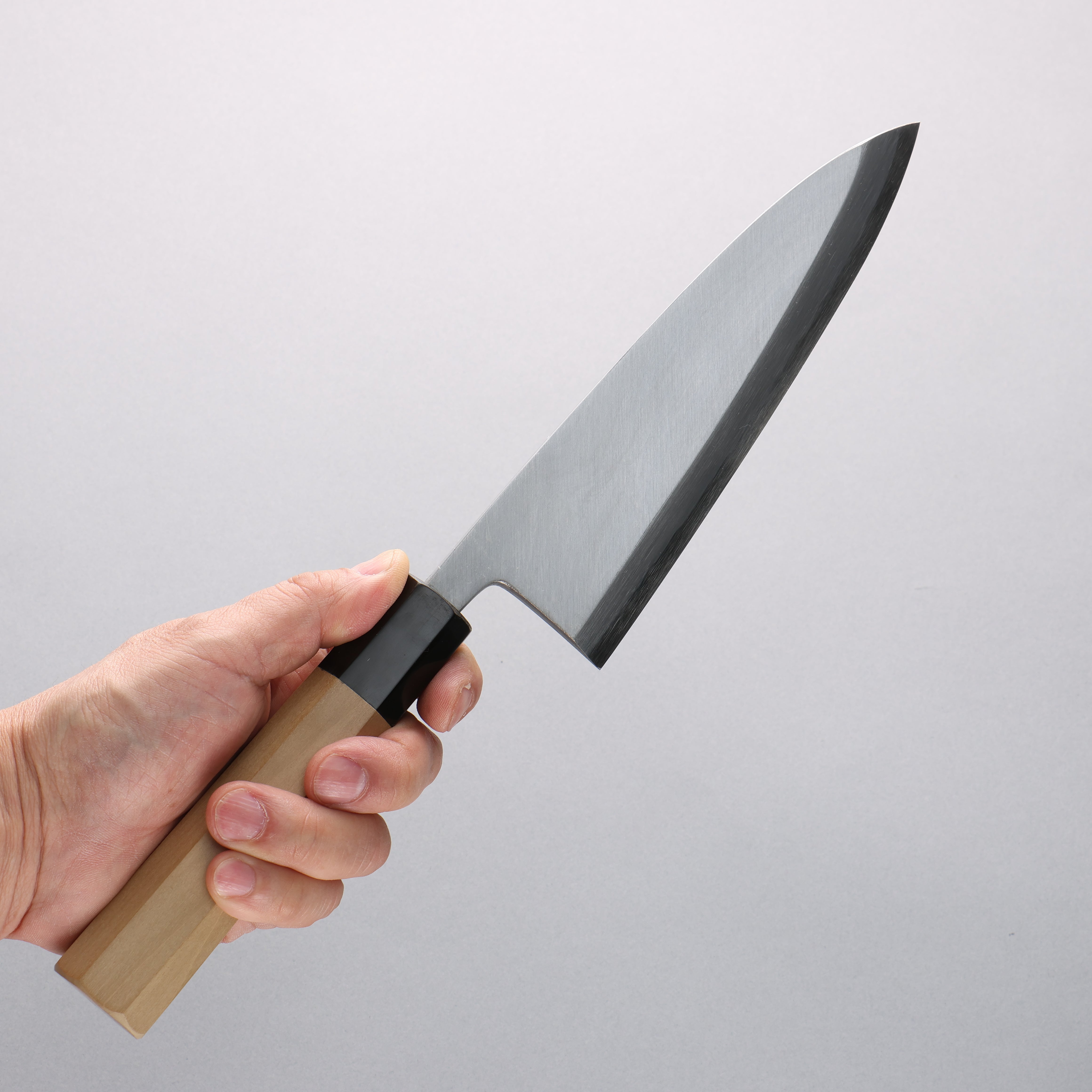 Premium Japanese Blue Steel No.2 Akitada Gyuto Knife 180mm - Magnolia Wood Handle with Water Buffalo Horn Ferrule - Professional Chef's Knife for Sushi, Meat Cutting & Precision Kitchen Tasks