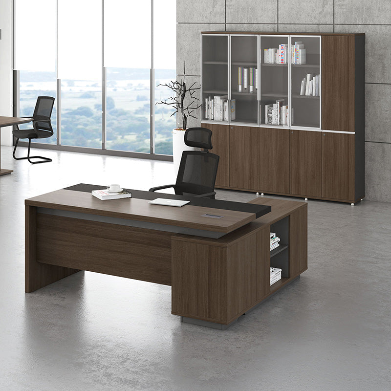 Premium Carter Executive Office Desk with Left Return - 180cm in Coffee & Charcoal Finish - Perfect for Home Office & Professional Workspaces