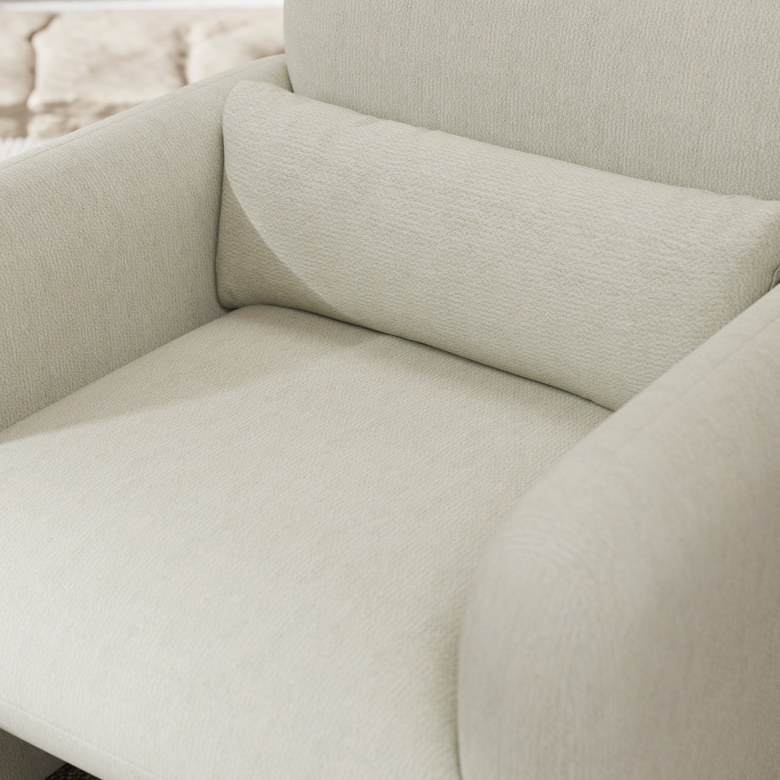 Roundhill Furniture Dylan Modern Upholstered Barrel Armchair in Cream White - Stylish Accent Chair for Living Room, Bedroom or Office