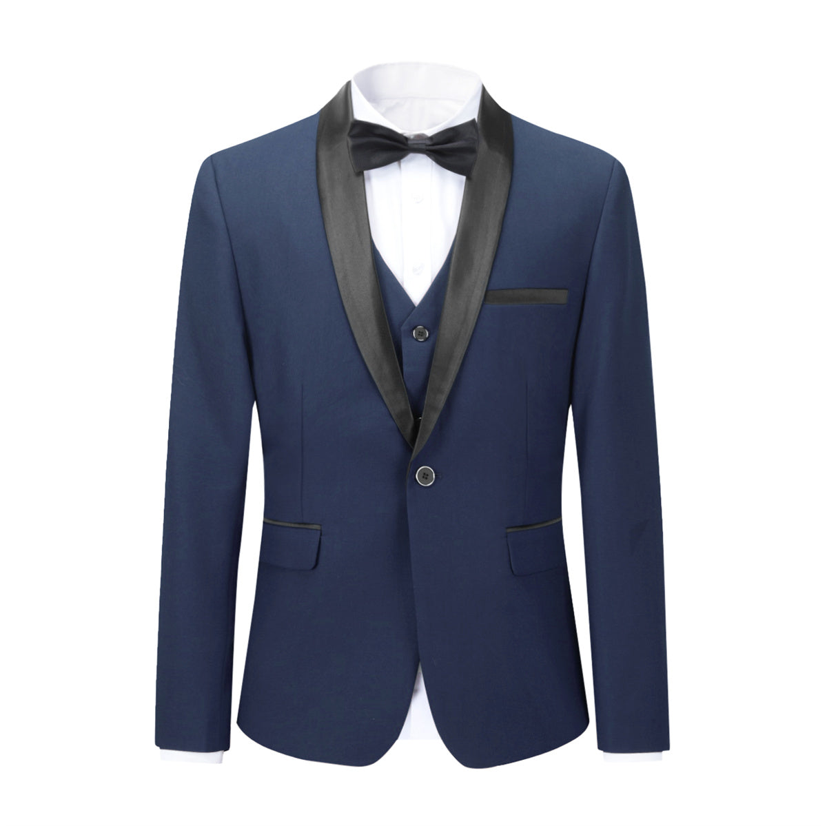 Slim Fit One Button Casual Blue 3 Piece Suit for Men - Business, Wedding & Formal Events | Comfortable & Stylish Office Wear