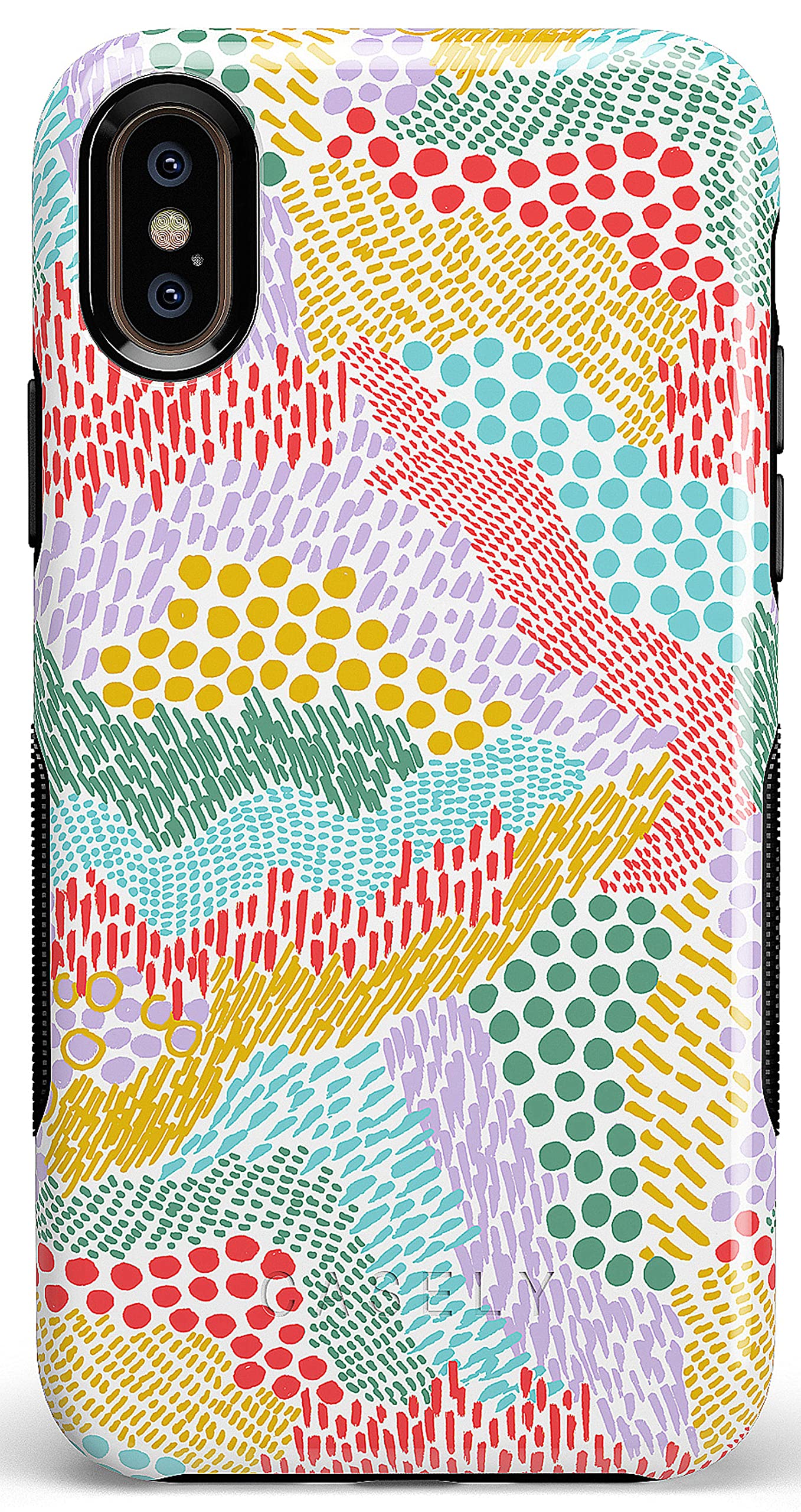 Casely iPhone X/XS Case - Color Me Happy Pattern Colorblock Protective Cover | Slim Fit, Shockproof & Scratch Resistant | Perfect for Everyday Use, Travel & Work