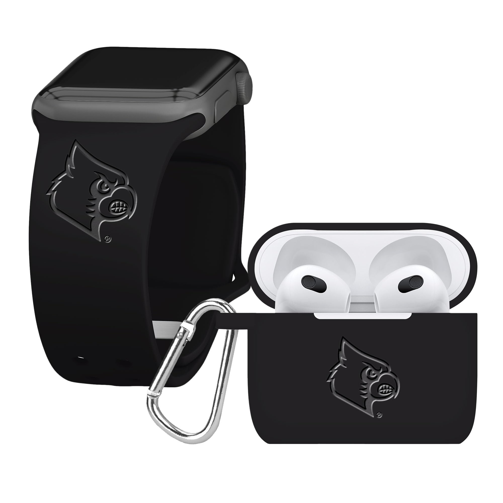 Louisville Cardinals Engraved Silicone Wristband & AirPods Case Combo - Compatible with Apple Watch Series 1-9 & AirPods 3rd Gen - Perfect for Game Day, Workouts & Everyday Wear