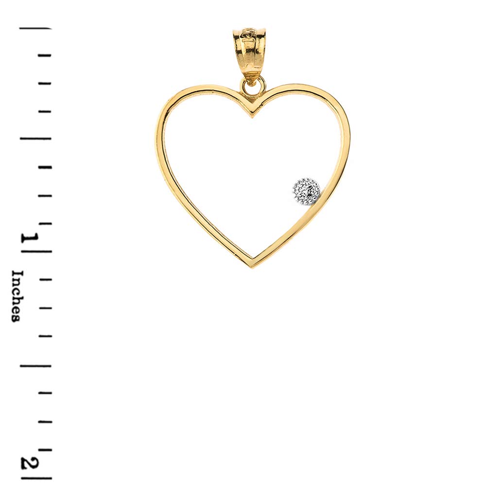 14K Gold Diamond Heart Pendant Necklace for Women - Elegant Love Charm Open Heart Jewelry Gift for Anniversary, Valentine's Day & Special Occasions