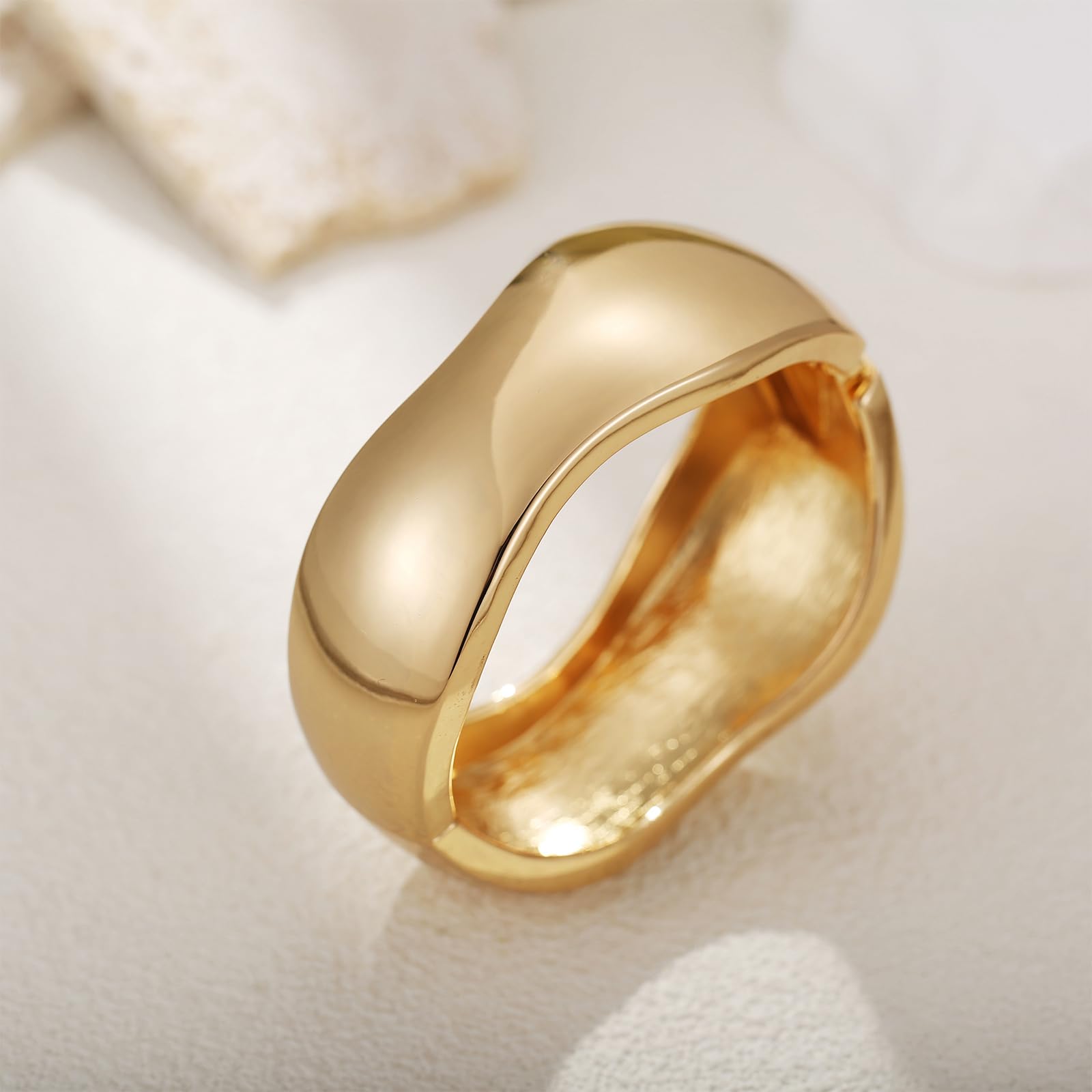 Chunky Gold and Silver Bangle Bracelets for Women - Thick Arm Cuff Wrist Wrap Bracelet Jewelry - Perfect for Parties, Weddings, and Everyday Fashion Accessories
