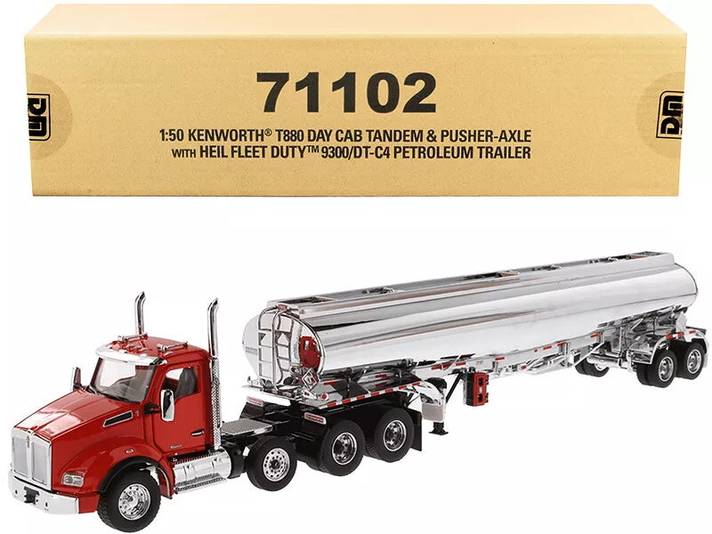 1/50 Scale Kenworth T880S SBFA Truck with Heil FD9300 Tanker Trailer Diecast Model - Collectible Semi Truck for Display, Gifts & Truck Enthusiasts