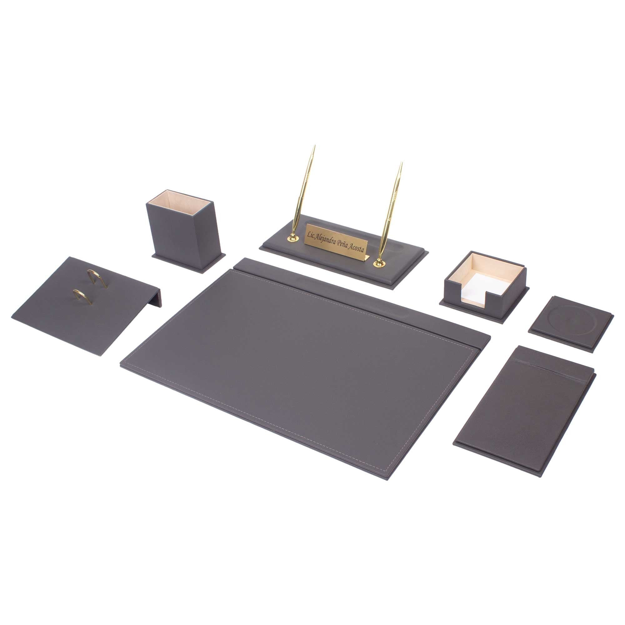 MOOG 9-Piece Pink Leather Desk Set - Premium Office Organizer with Pen Holder, Notepad, and Accessories for Women | Perfect for Home Office, Workstation, and Gift Giving