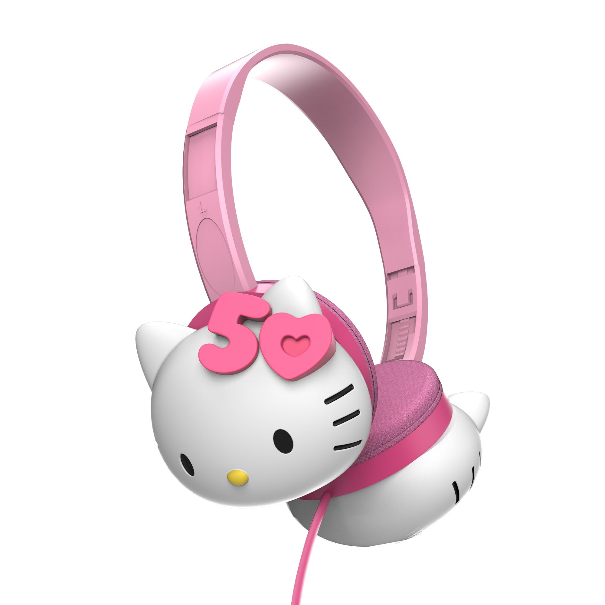 Hello Kitty 50th Anniversary Wireless Headphones – Cute Over-Ear Design with Soft Squishy Earcups, Adjustable Headband & Durable Build – Perfect Gift for Kids, Fans & Collectors – Ideal for School, Travel & Music Listening