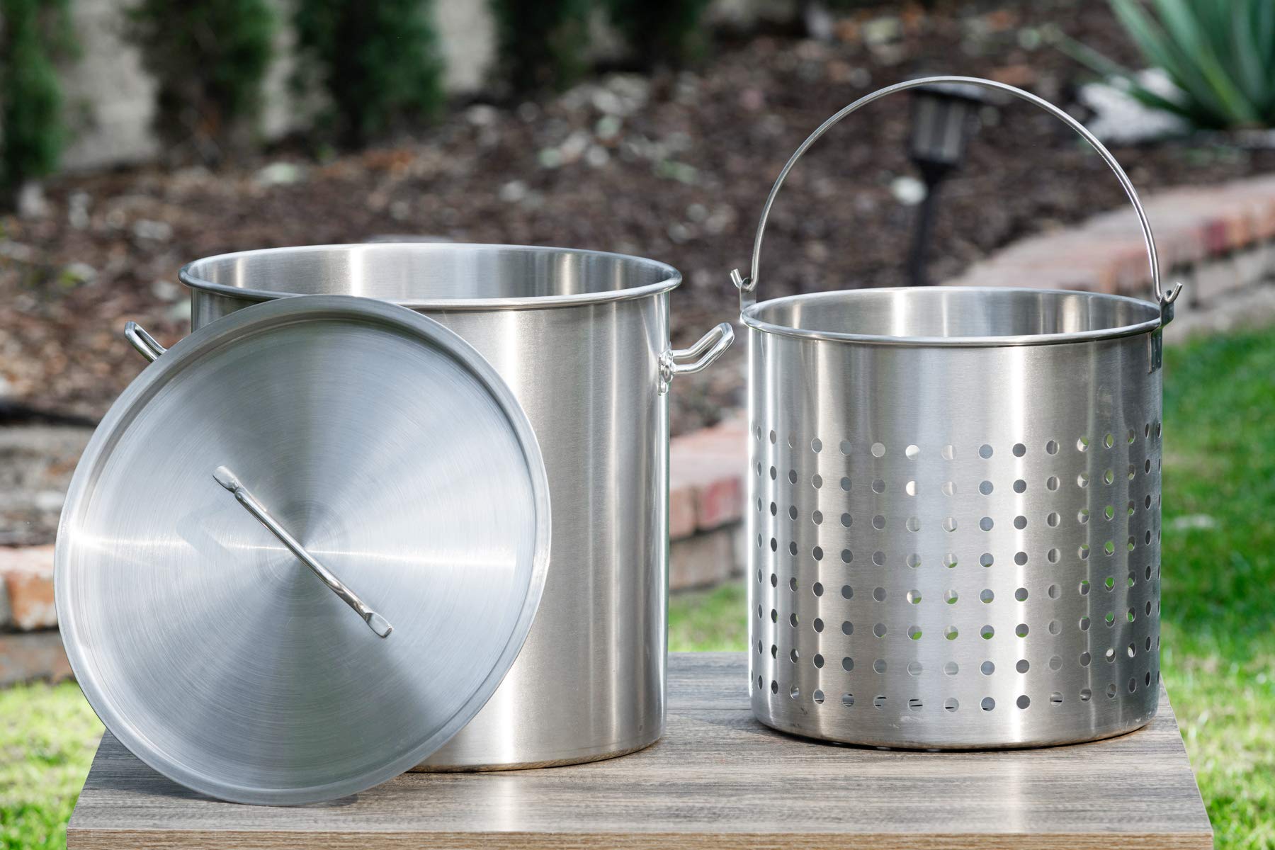 **Barton 53Qt Stainless Steel Stock Pot with Strainer Basket - Commercial Grade 304 for Turkey Deep Frying, Crawfish & Clam Steaming - Perfect for Catering, Restaurants & Outdoor Cooking**