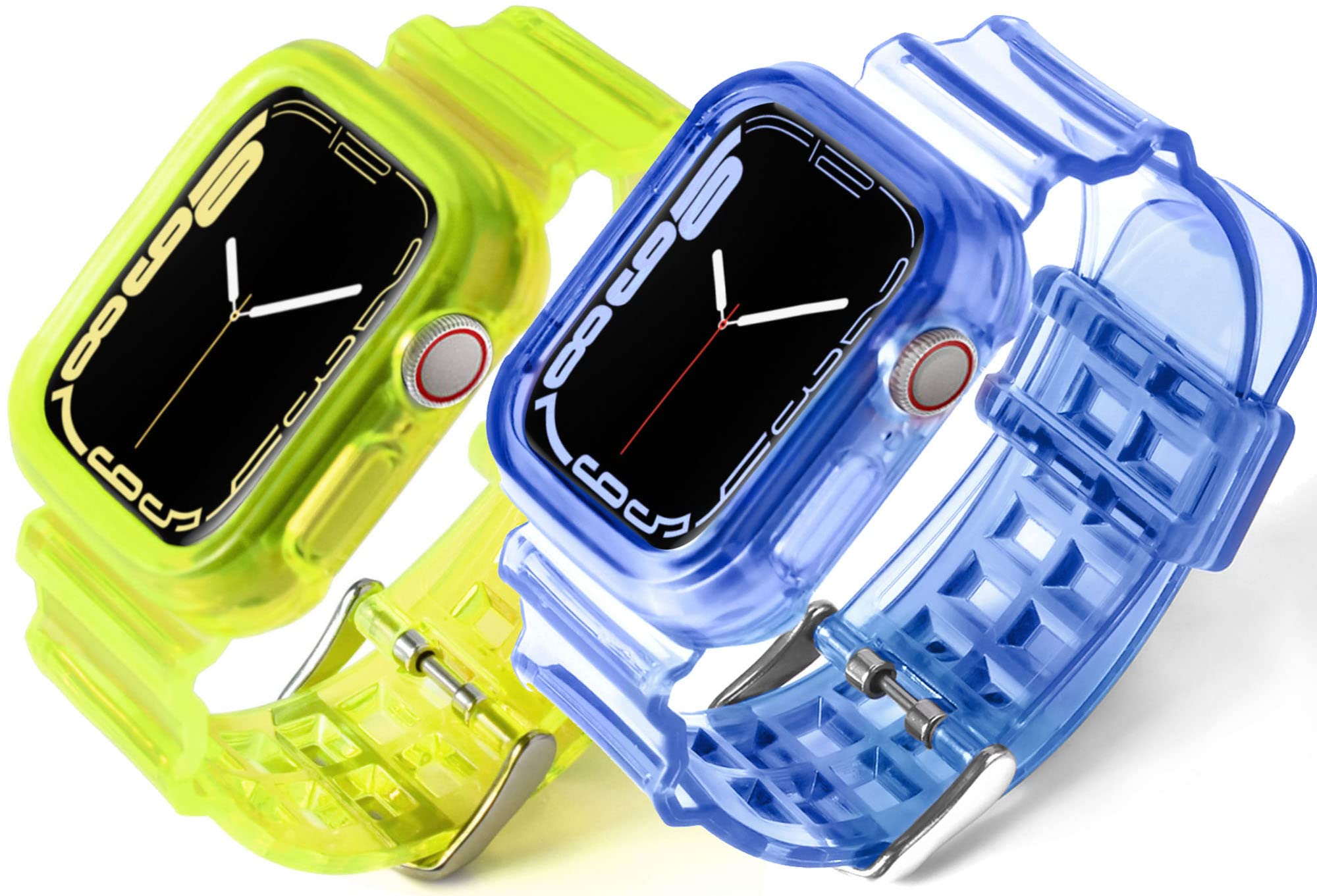 PROATL Protective Bumper Case with Strap Bands for Apple Watch 38mm 40mm 41mm 42mm 44mm 45mm - Compatible with Series SE 8 7 6 5 4 3 2 1 - Clear Soft Sport Drop-Proof Replacement Band for Men & Women - Perfect for Workouts, Running & Outdoor Activities