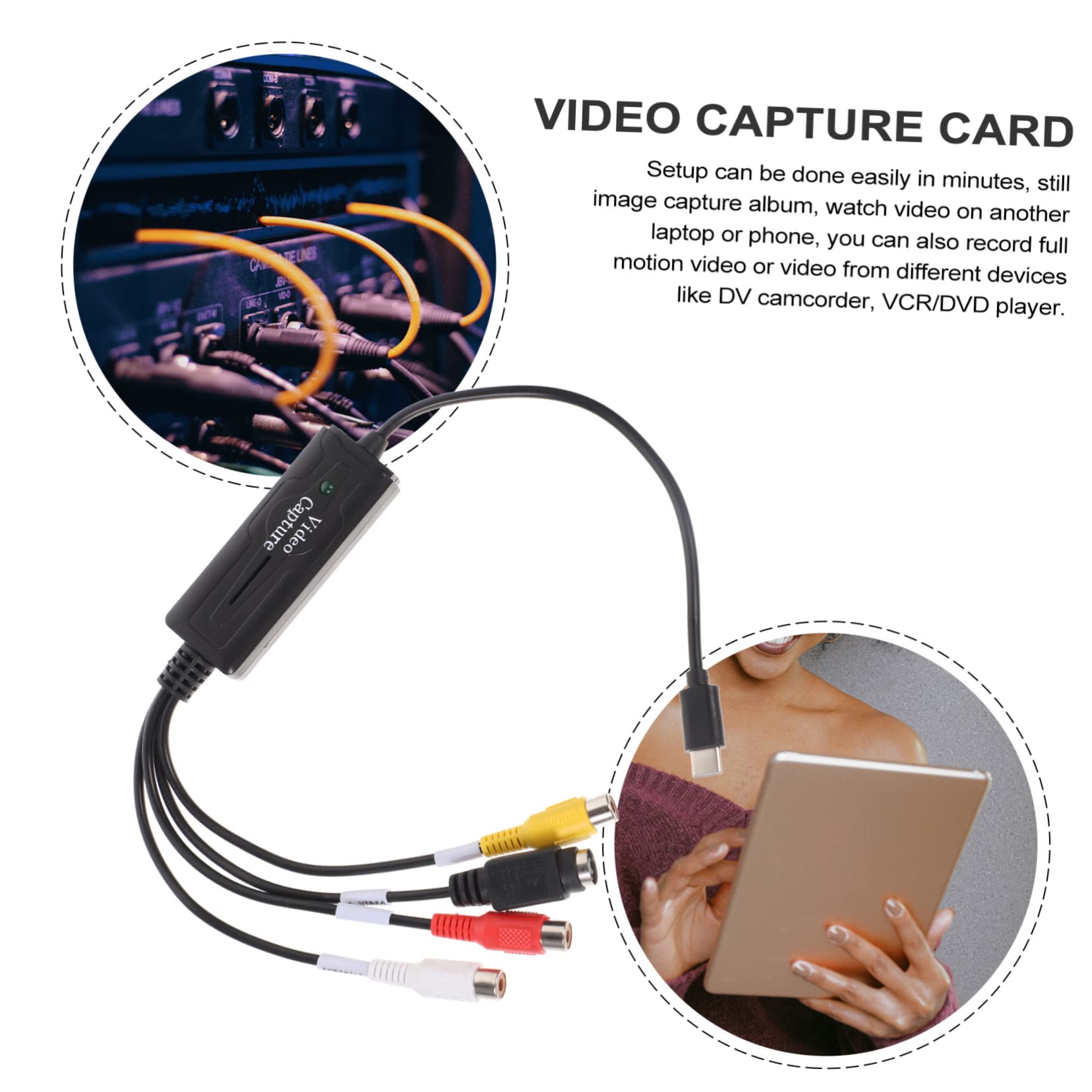 Jojofuny 4-Pack USB Video Capture Card - HDMI to USB 2.0 Recorder for Live Streaming, VHS to Digital Converter, DVR Recording Device for Gaming, Podcasting & Video Editing - Portable & Rubber Coated