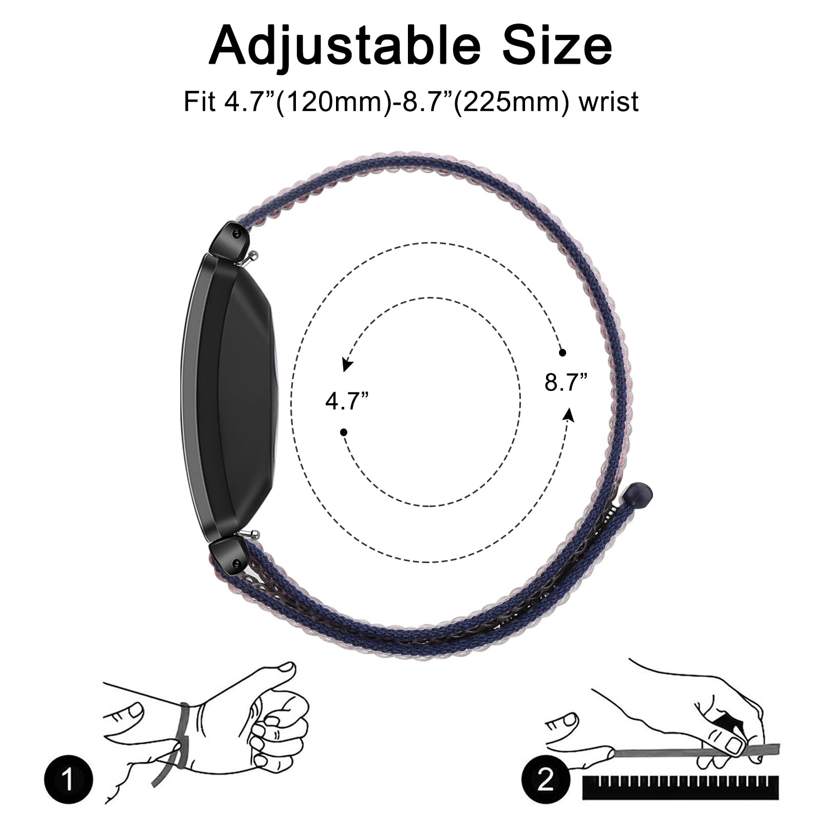Soft Adjustable Breathable Nylon Replacement Bands Compatible with Fitbit Inspire 2 & Inspire HR - Comfortable Wristband for Women & Men - Perfect for Workouts, Running & Daily Wear
