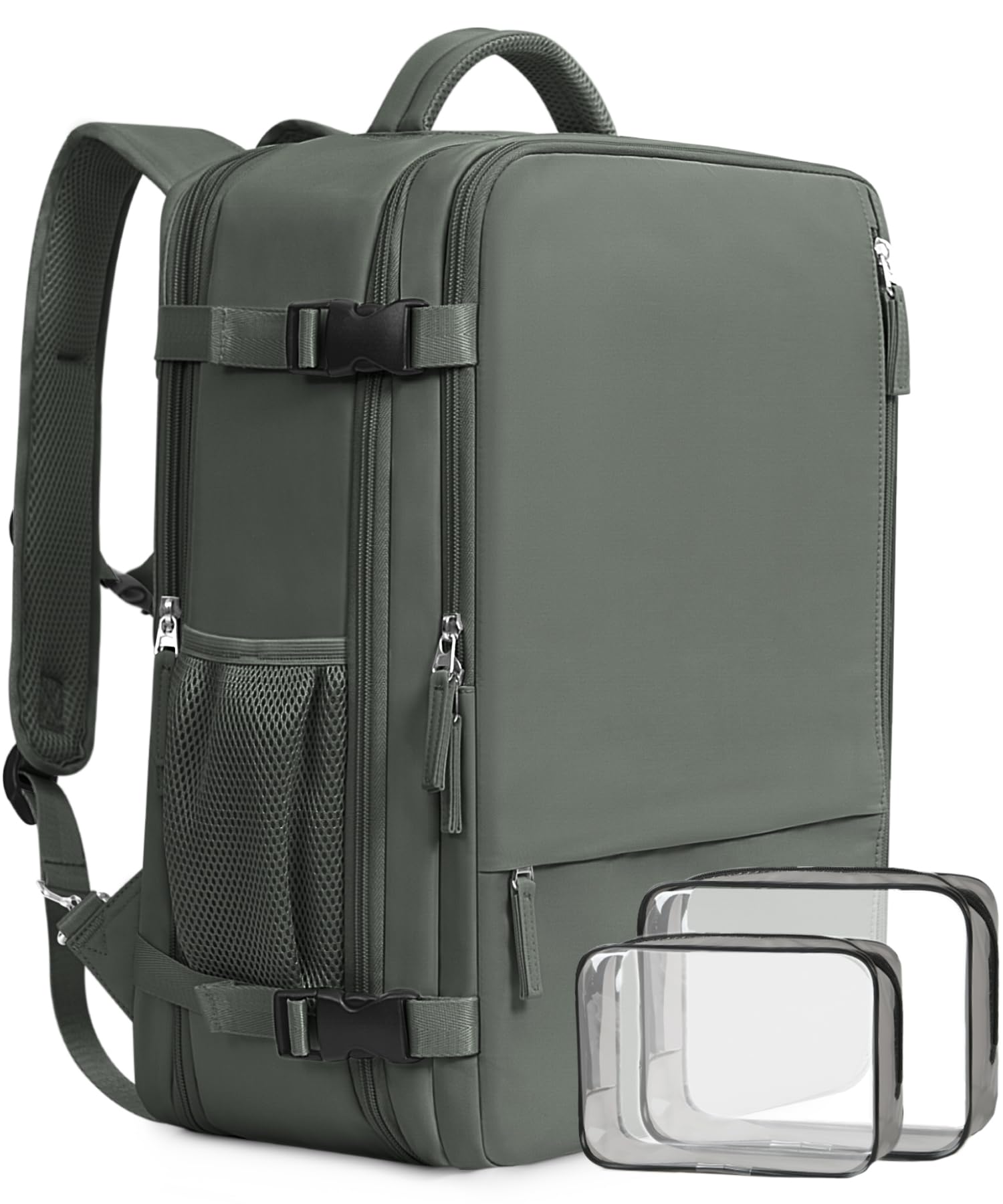 Beraliy 17.3 Inch Travel Backpack for Men & Women - Airline Approved Carry On Laptop Backpack with USB Charging Port - Lightweight Hiking & Overnight Backpack (Olive Green) - Perfect for Business Trips, College Students & Weekend Getaways