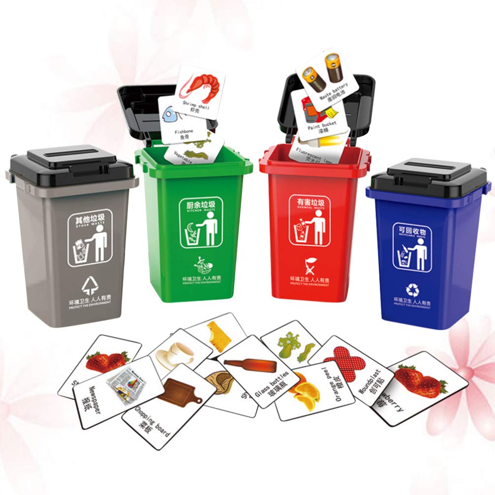 NUOBESTY 1 Set Mini Desktop Wastebasket Toy - Cute Garbage Bin for Kids, Toddlers & Students - Fun Pretend Play Cleaning Set for Home, School & Office Use