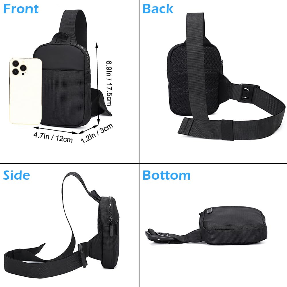 MDJYMYZ Small Black Crossbody Sling Backpack for Men & Women - Lightweight Travel Bag for Hiking, Gym, Work & Daily Commute
