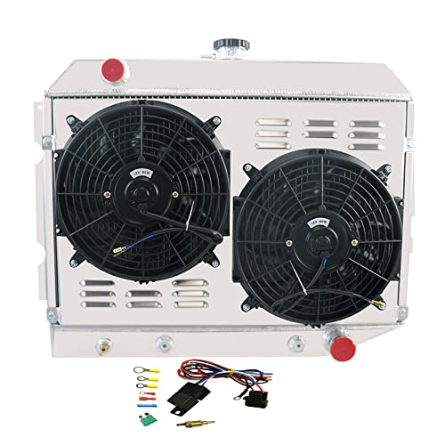 4-Row Aluminum Radiator with Shroud & Fan Kit - Compatible with 68-74 Dodge Challenger/Charger/Coronet & 68-73 Plymouth Barracuda/Satellite 4.5L 5.2L 5.6L 5.9L V8 Gas Engine - High-Performance Cooling Upgrade for Classic Muscle Cars