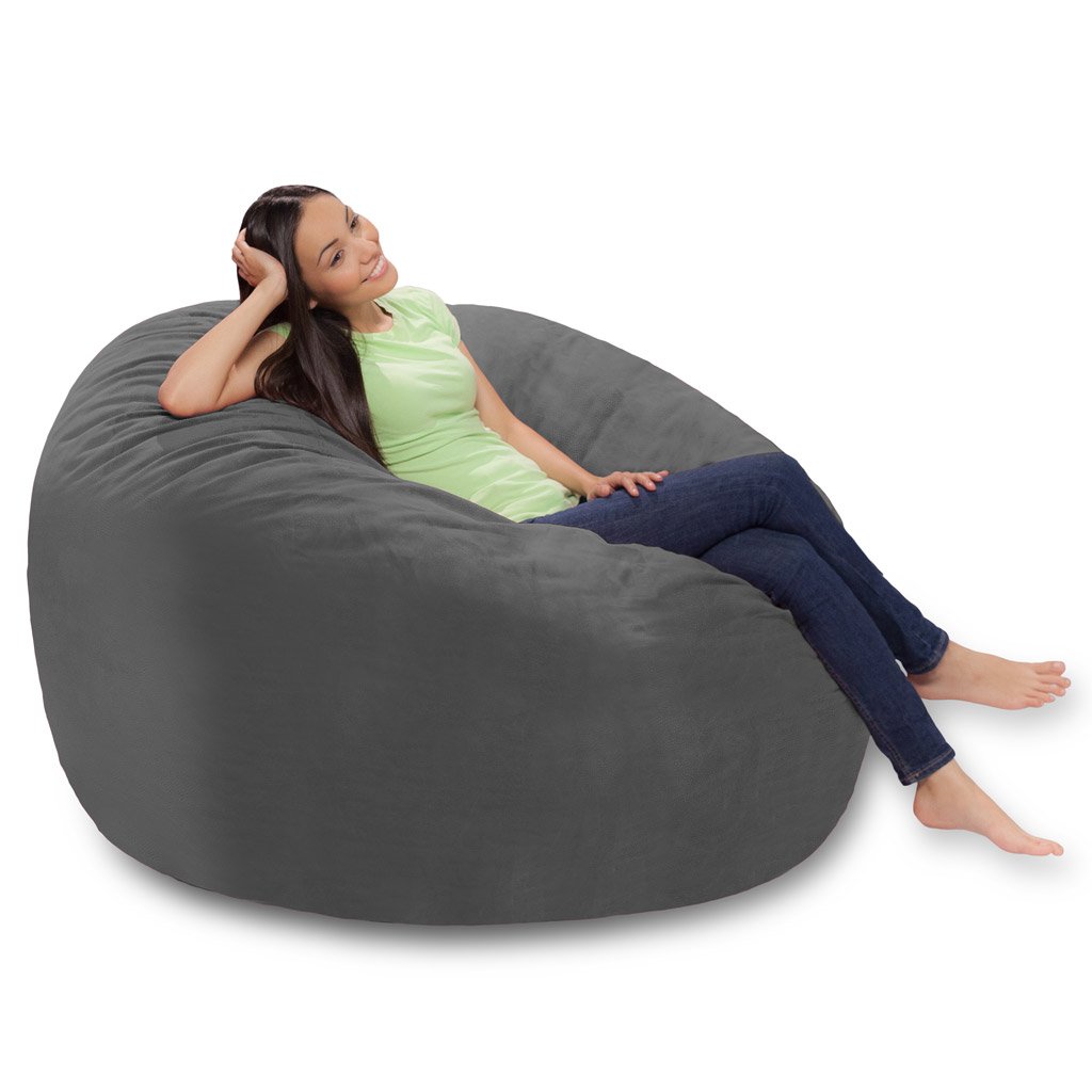Comfy Sacks Memory Foam Bean Bag Chair - Ultra Soft Grey Pebble for Adults & Teens | Perfect for Living Room, Bedroom, Dorm & Game Room Relaxation